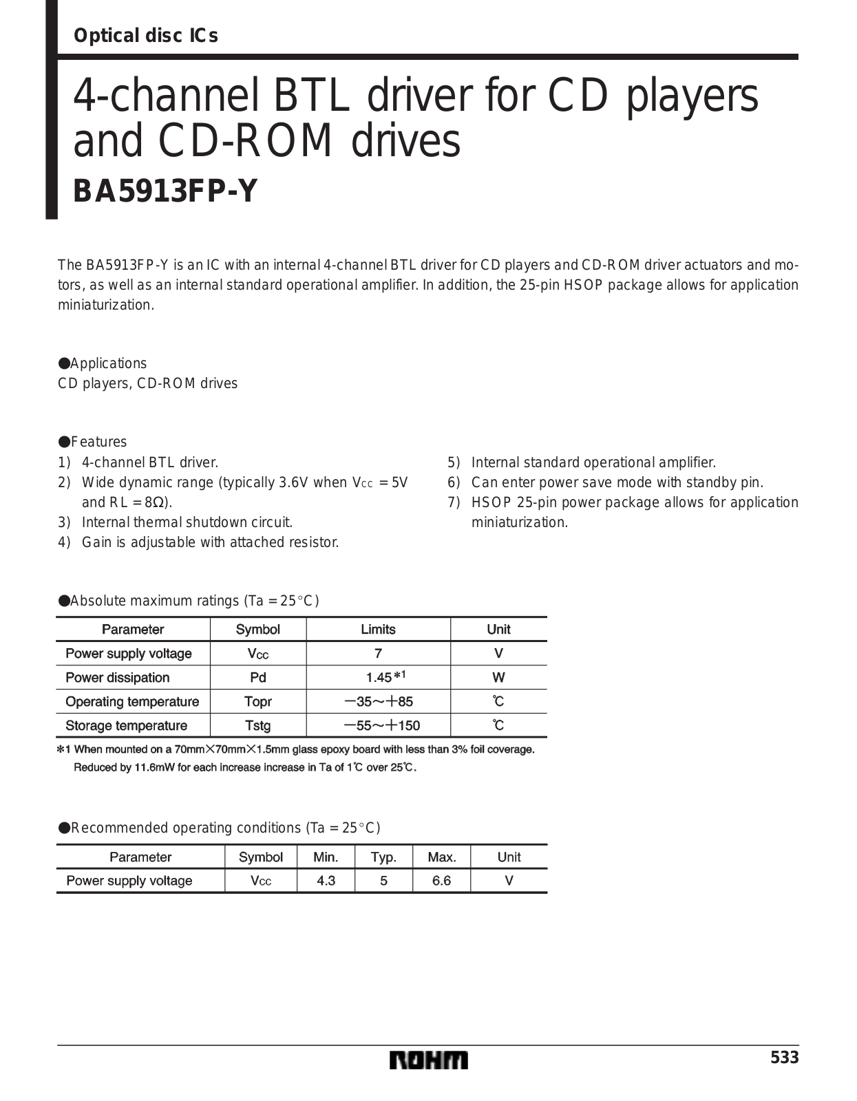 ROHM BA5913FP-Y Datasheet