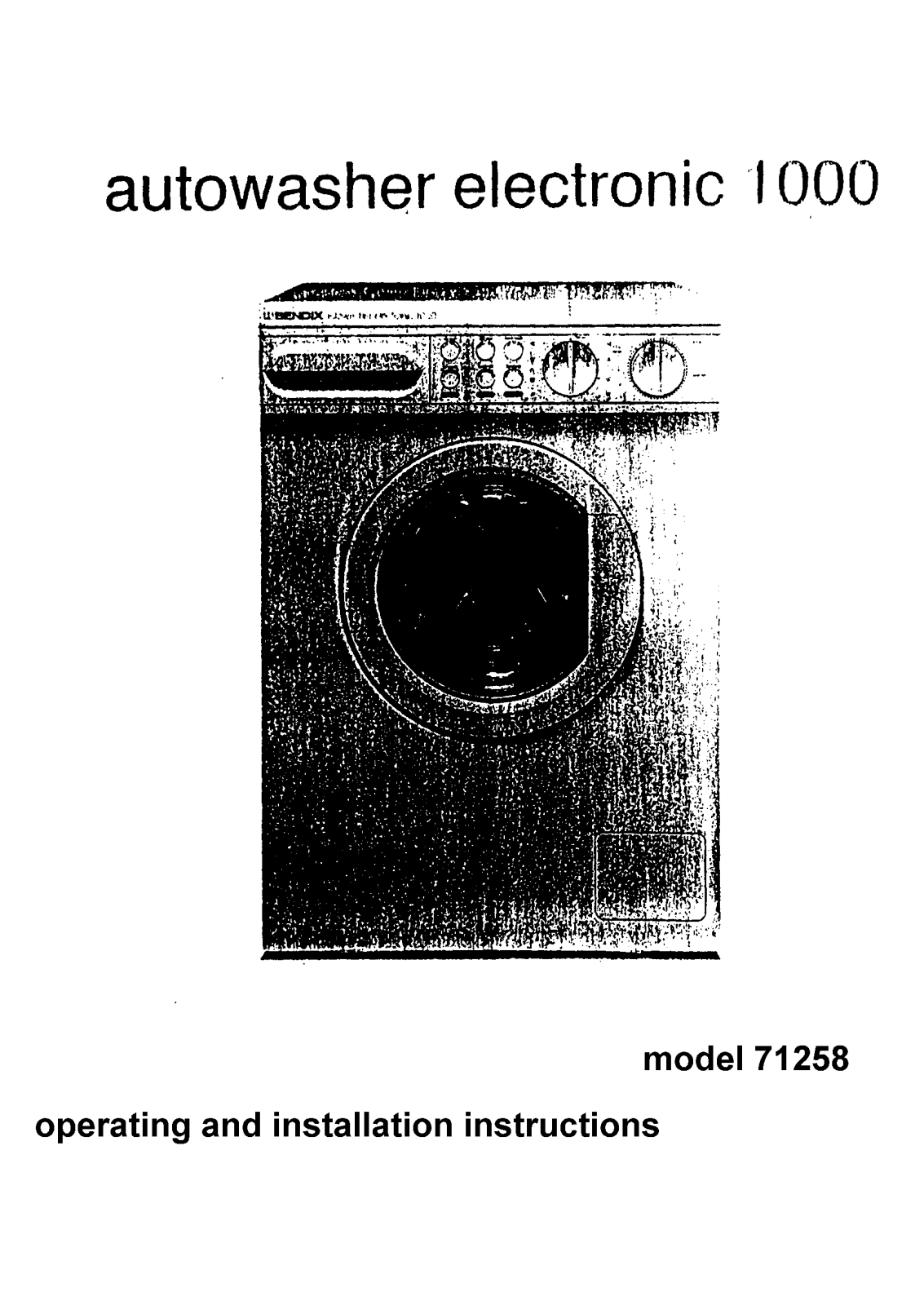 TRICITY BENDIX 71258AL User Manual