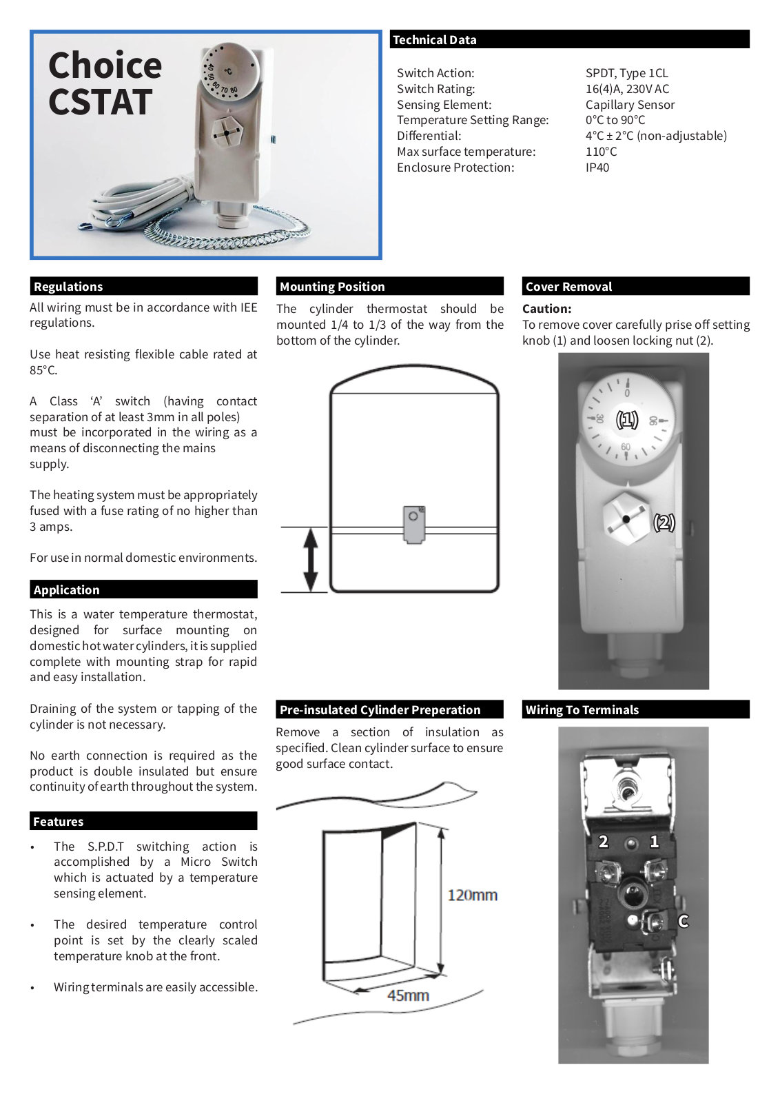 Sangamo CHOICECSTAT Installation Instructions