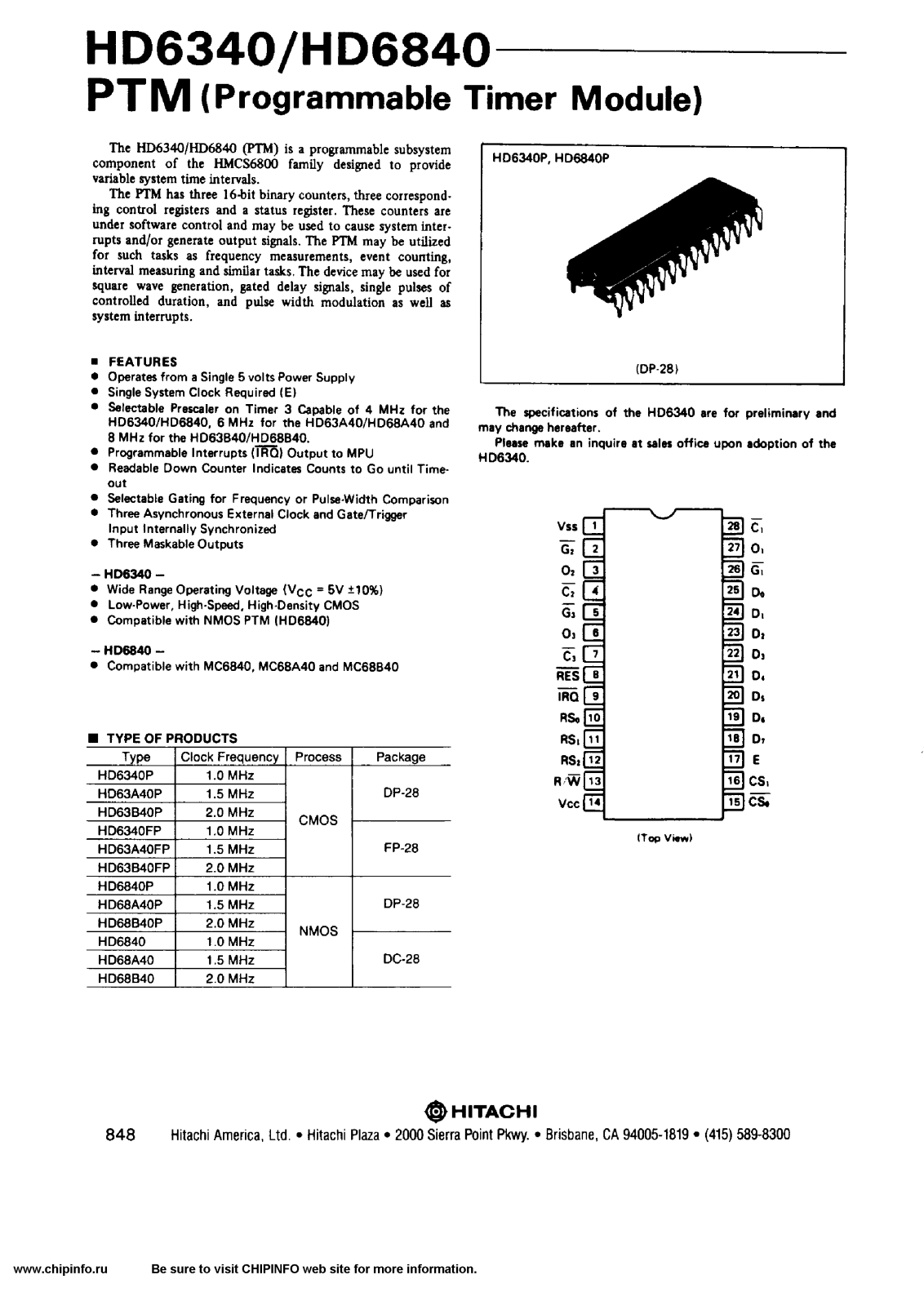 HIT HD68B40, HD68A40, HD6840P, HD6840, HD68B40P Datasheet