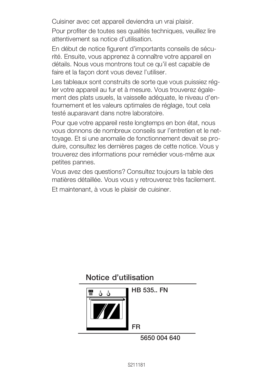 SIEMENS HB53555FN User Manual