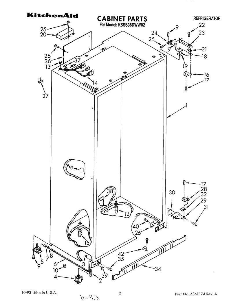 KitchenAid KSSS36DWW02 Parts List