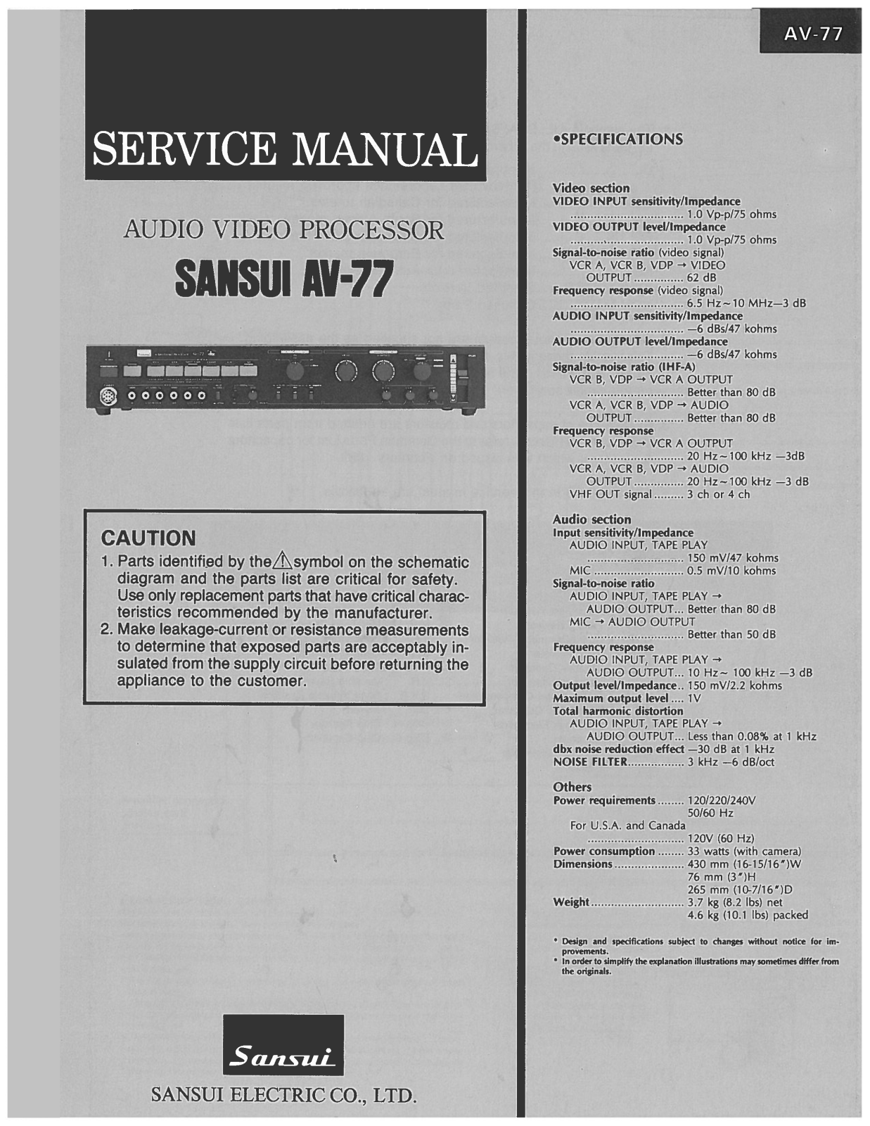 Sansui AV-77 Service Manual