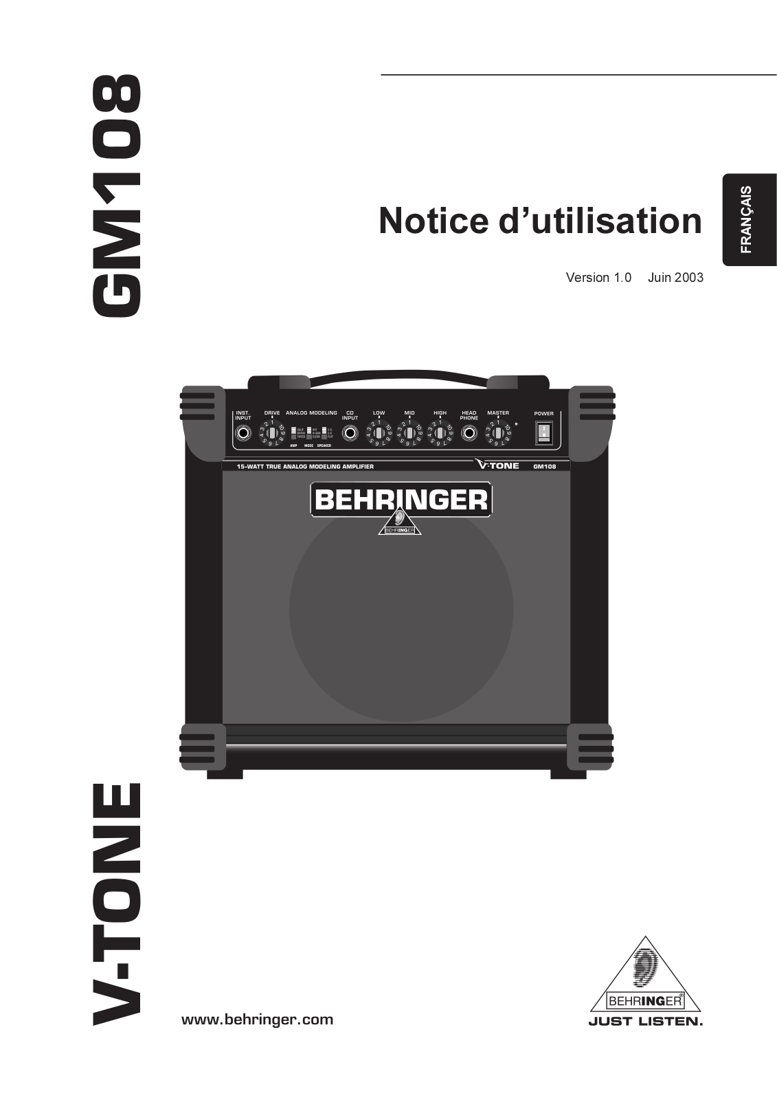 BEHRINGER Gm108 User Manual