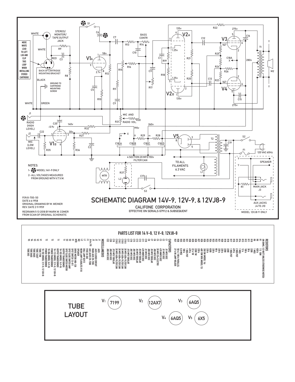 Califone 12V9, 12VJ89, 14V9 Schematic - ManualMachine.com