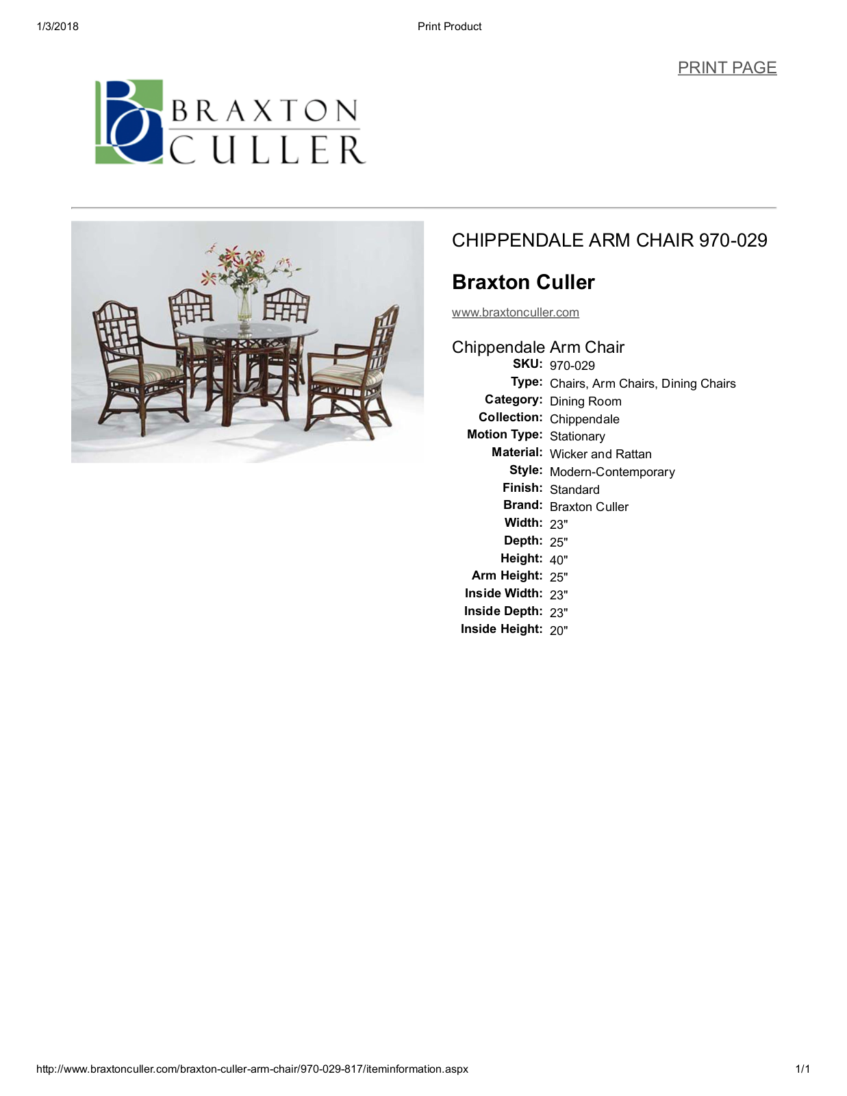 Braxton Culler BXCL1772 Specifications - ManualMachine.com