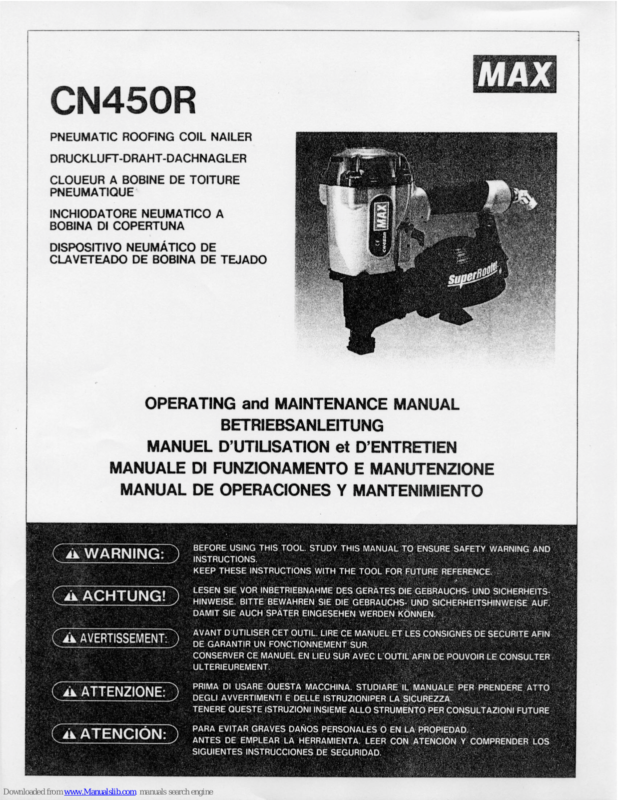 Max CN450R Maintenance Manual