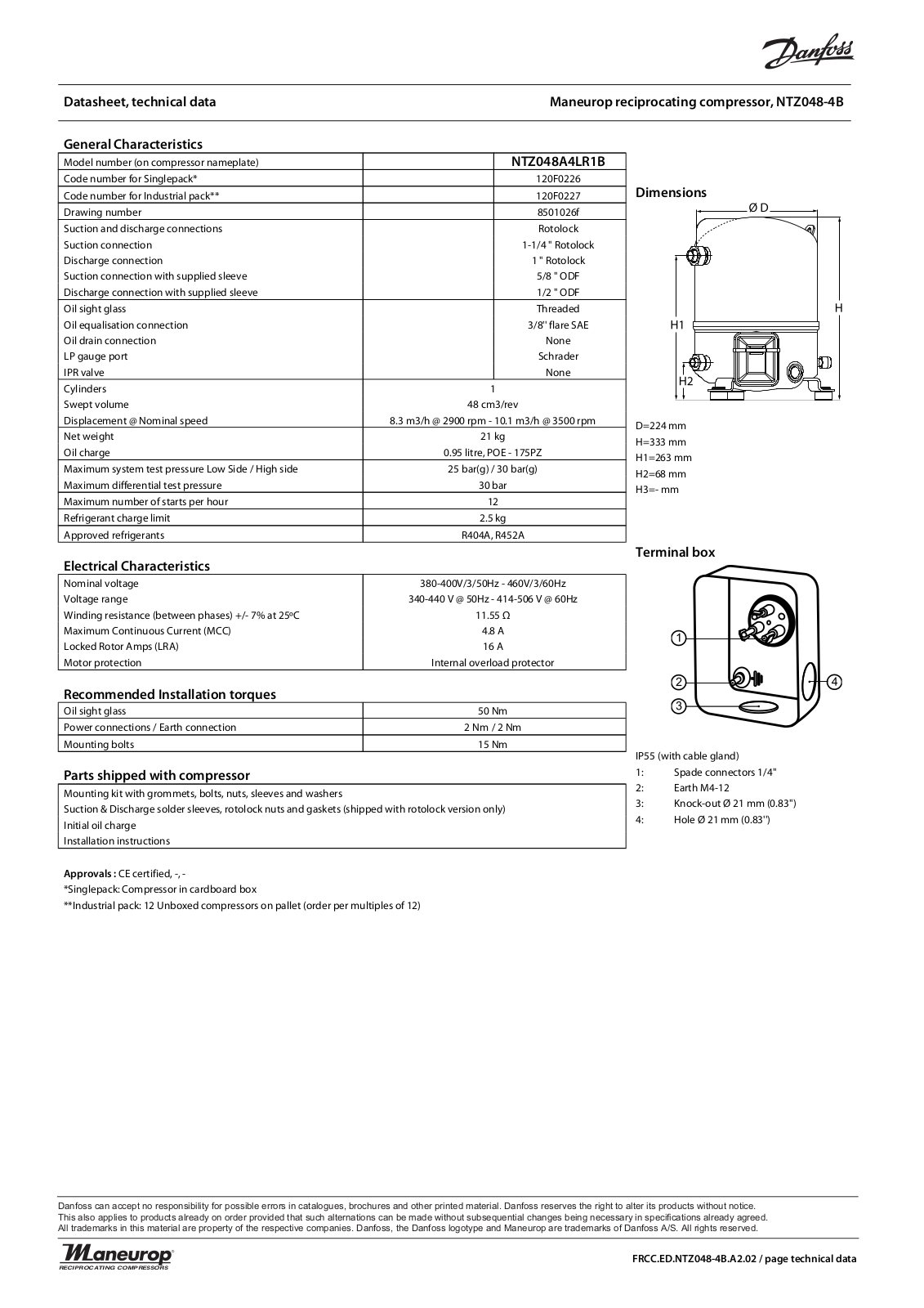 Danfoss Electronics NTZ048-4B Data Sheet