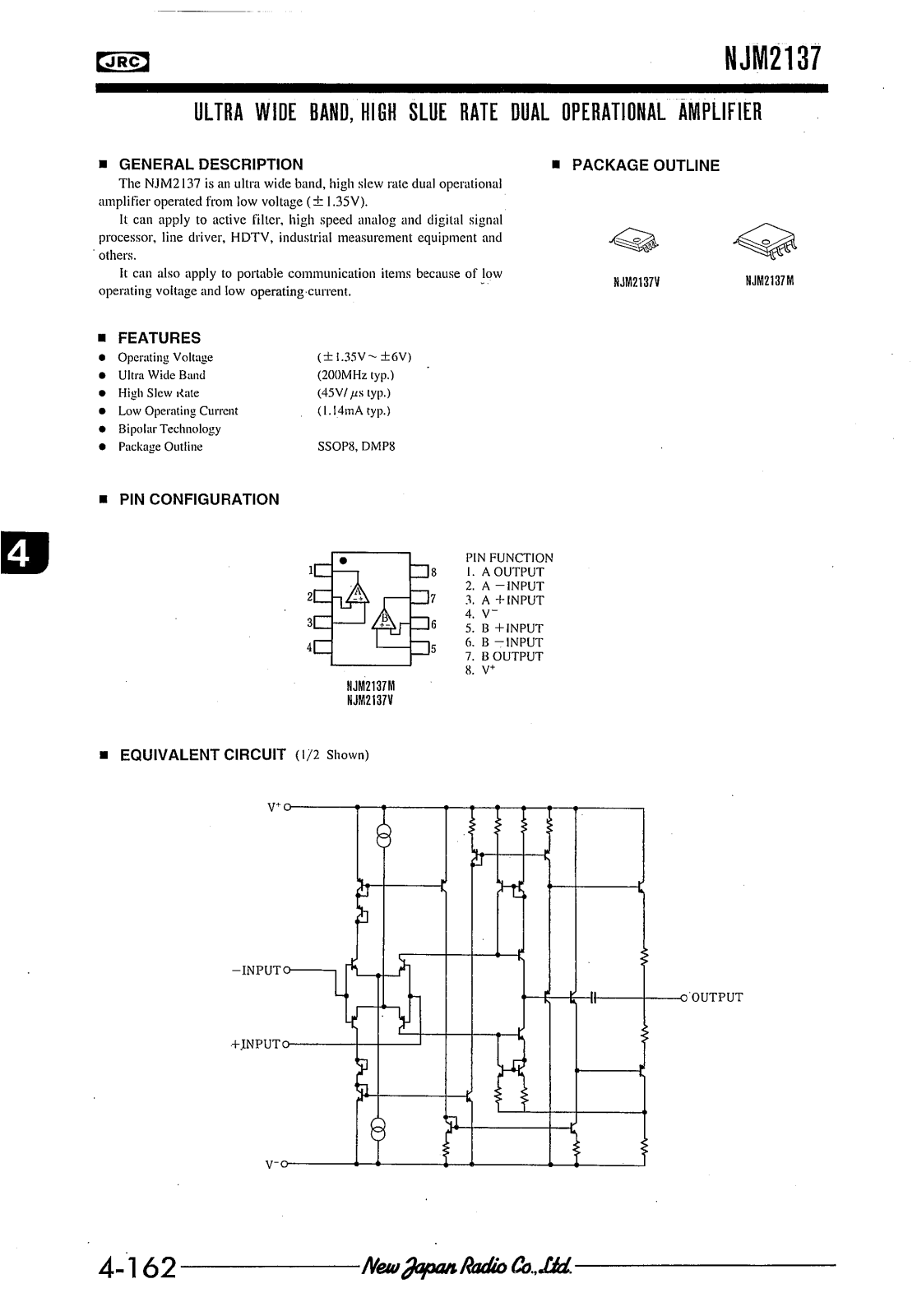 JRC NJM2137M, NJM2137V Datasheet