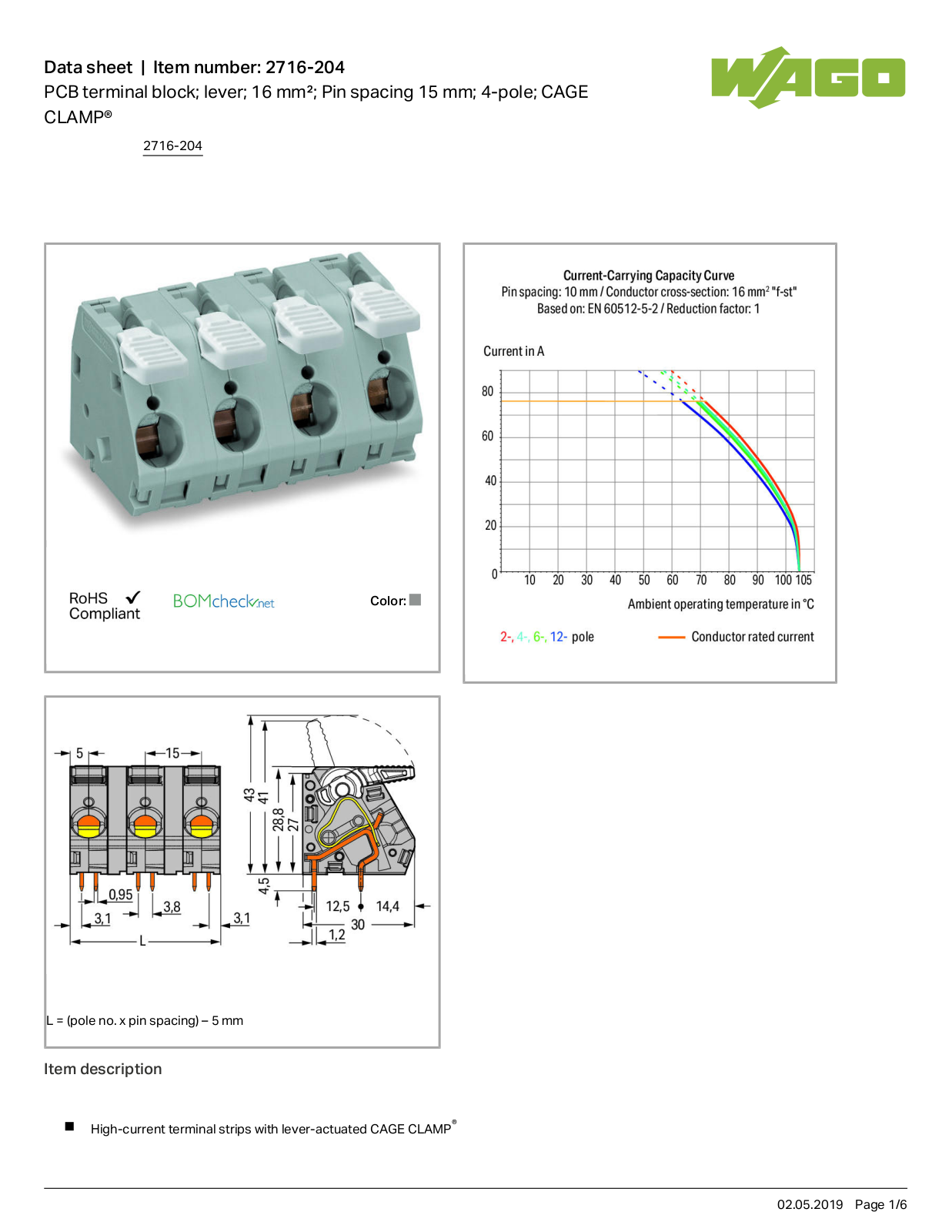 Wago 2716-204 Data Sheet