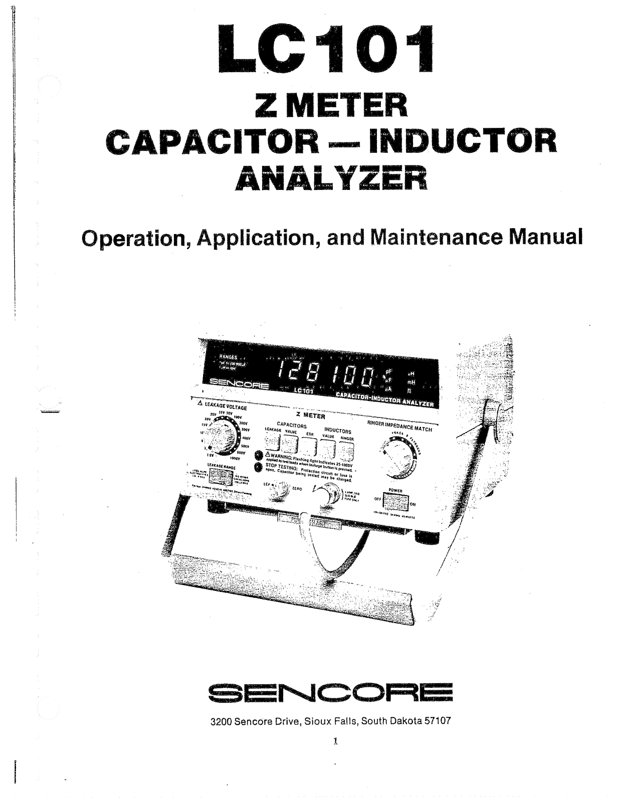 Sencore LC101 Service Manual