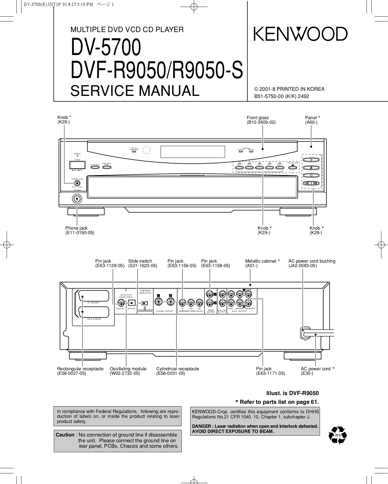 Kenwood DVFR-9050-S Service manual