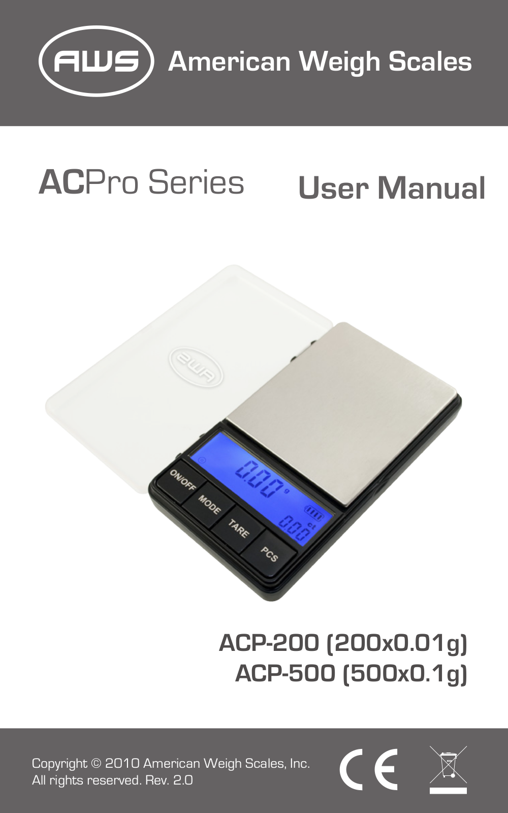 American Weigh Scales (AWS) AC PRO-500 User Manual