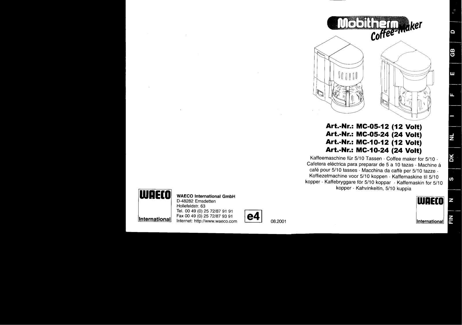 Waeco MC-05-12, MC-05-24, MC-10-12, MC-10-24 User guide