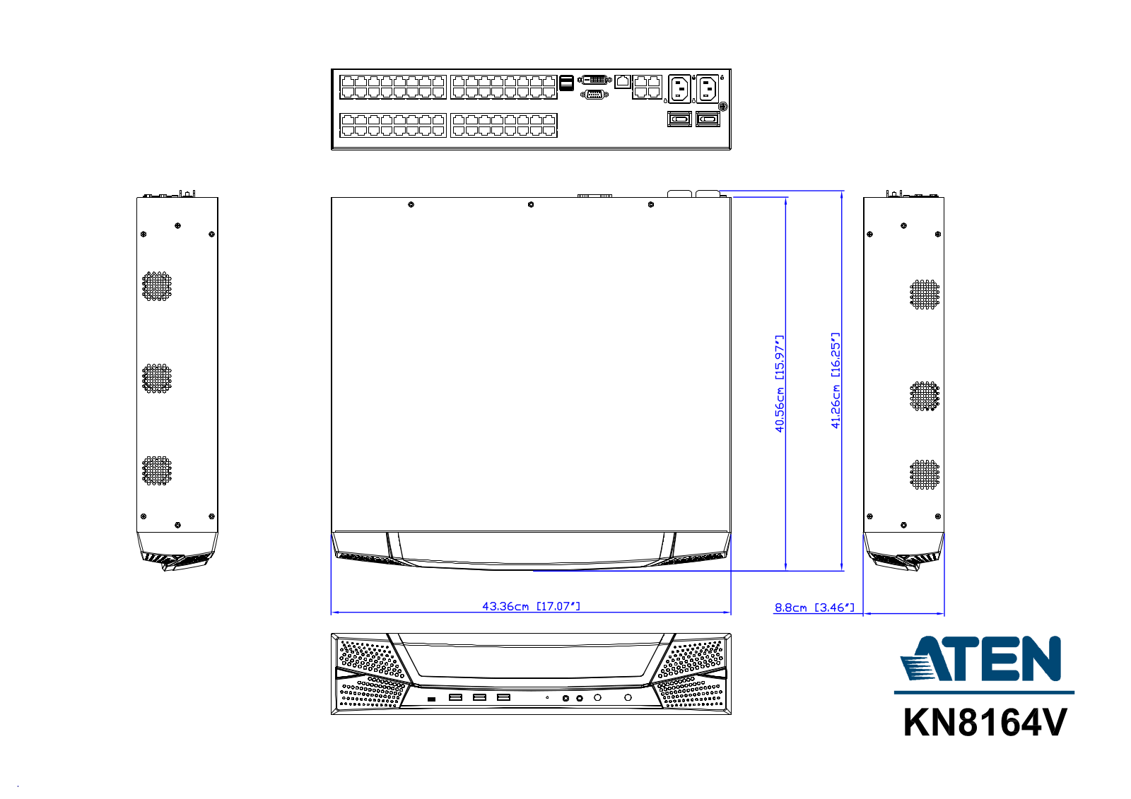 ATEN KN8164V Dimensional drawing