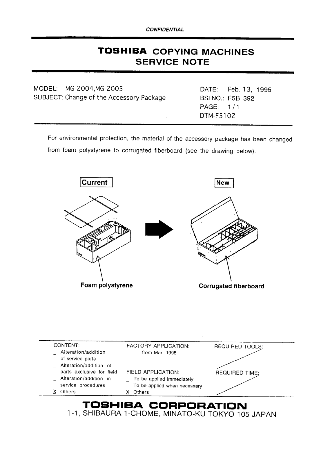 Toshiba f5b392 Service Note