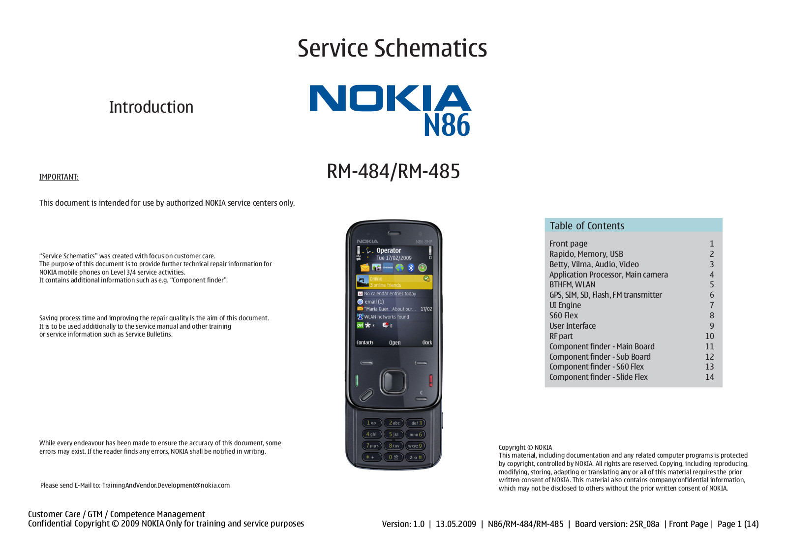 Nokia N86 RM-484, N86  RM-485, N86 RM-486 Schematic