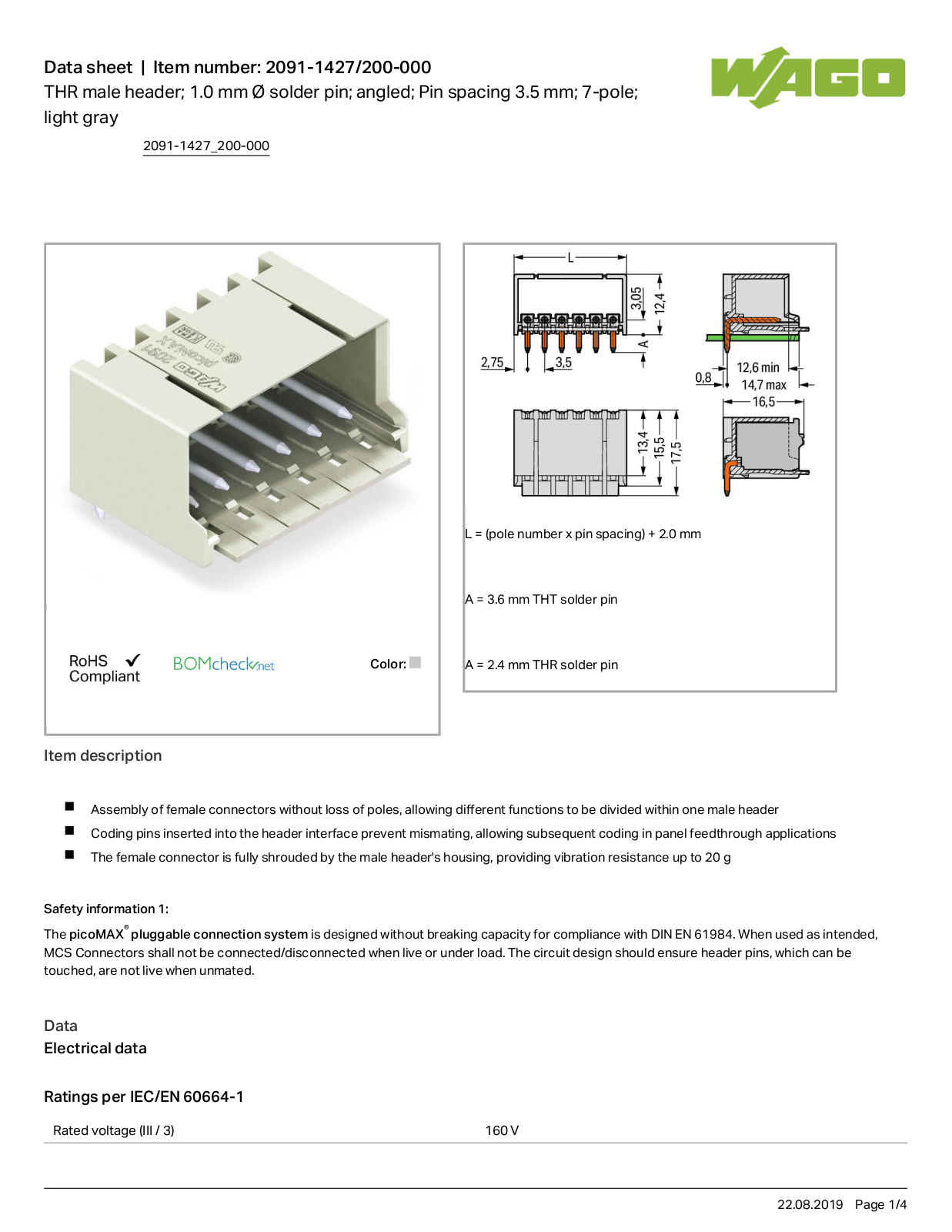 Wago 2091-1427/200-000 Data Sheet