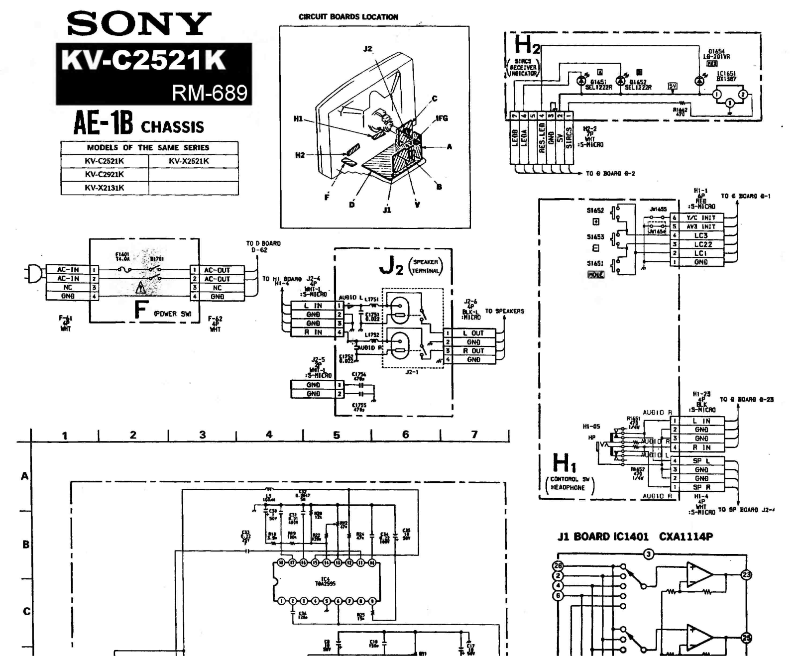 Sony KV-C2521, KV-C2921, KV-X2131, KV-X2521, KV-AE1B Schematics