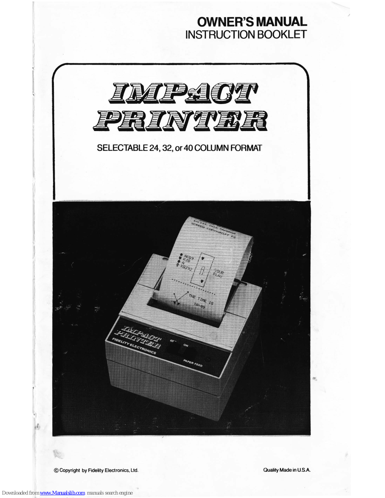 impact printer 24, 40, 32 Owner's Manual