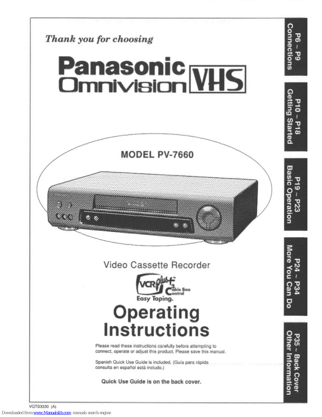 Panasonic Omnivision PV-7660 Operating Instructions Manual