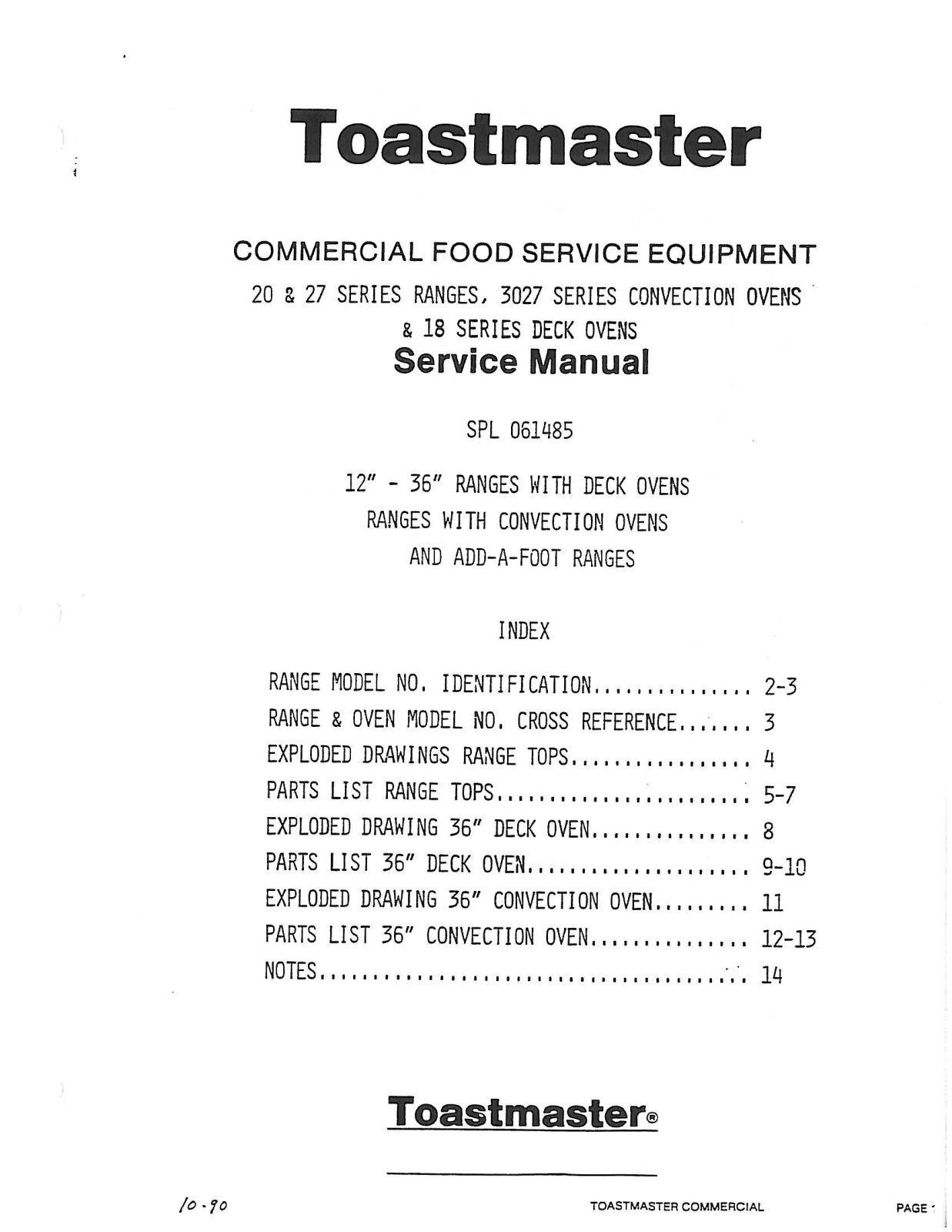 Toastmaster 18A11 Service Manual