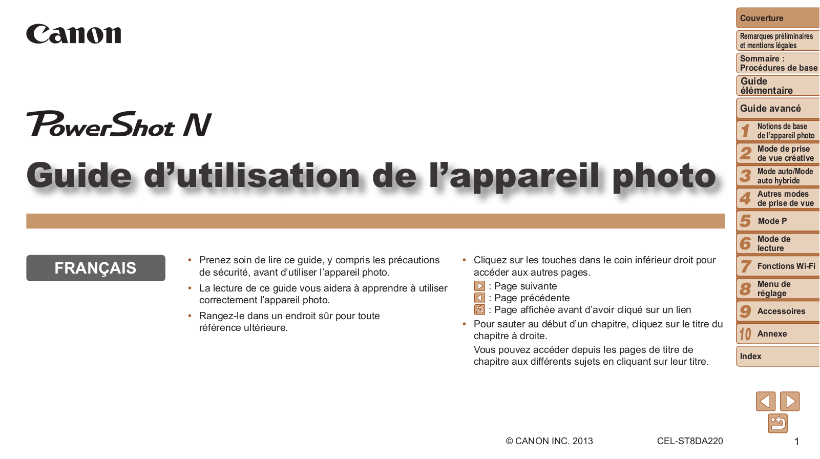 CANON N Guide d'utilisation