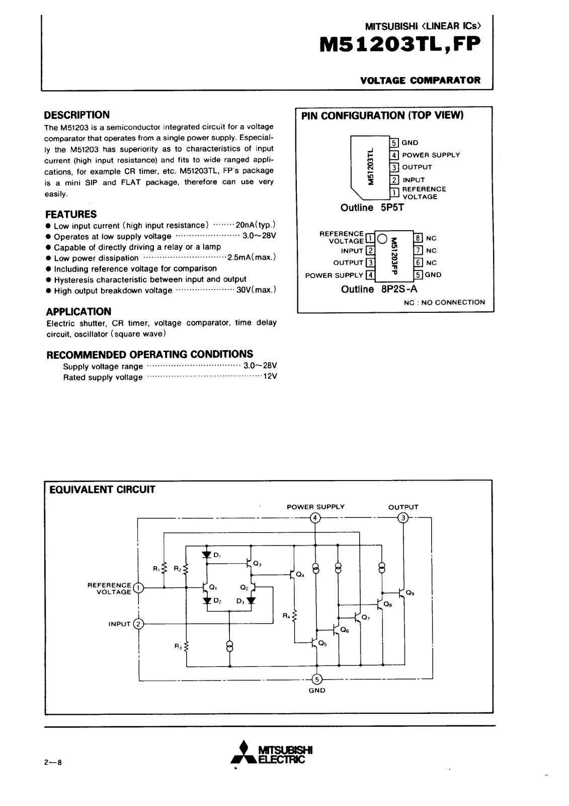 Mitsubishi M51203TL, M51203FP Datasheet