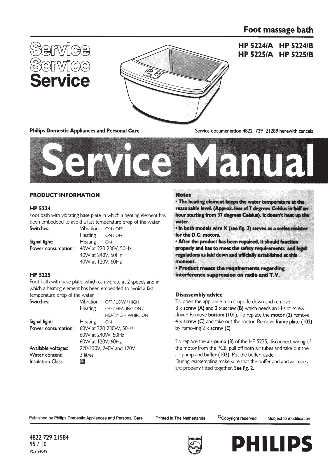Philips HP5224A Service Manual