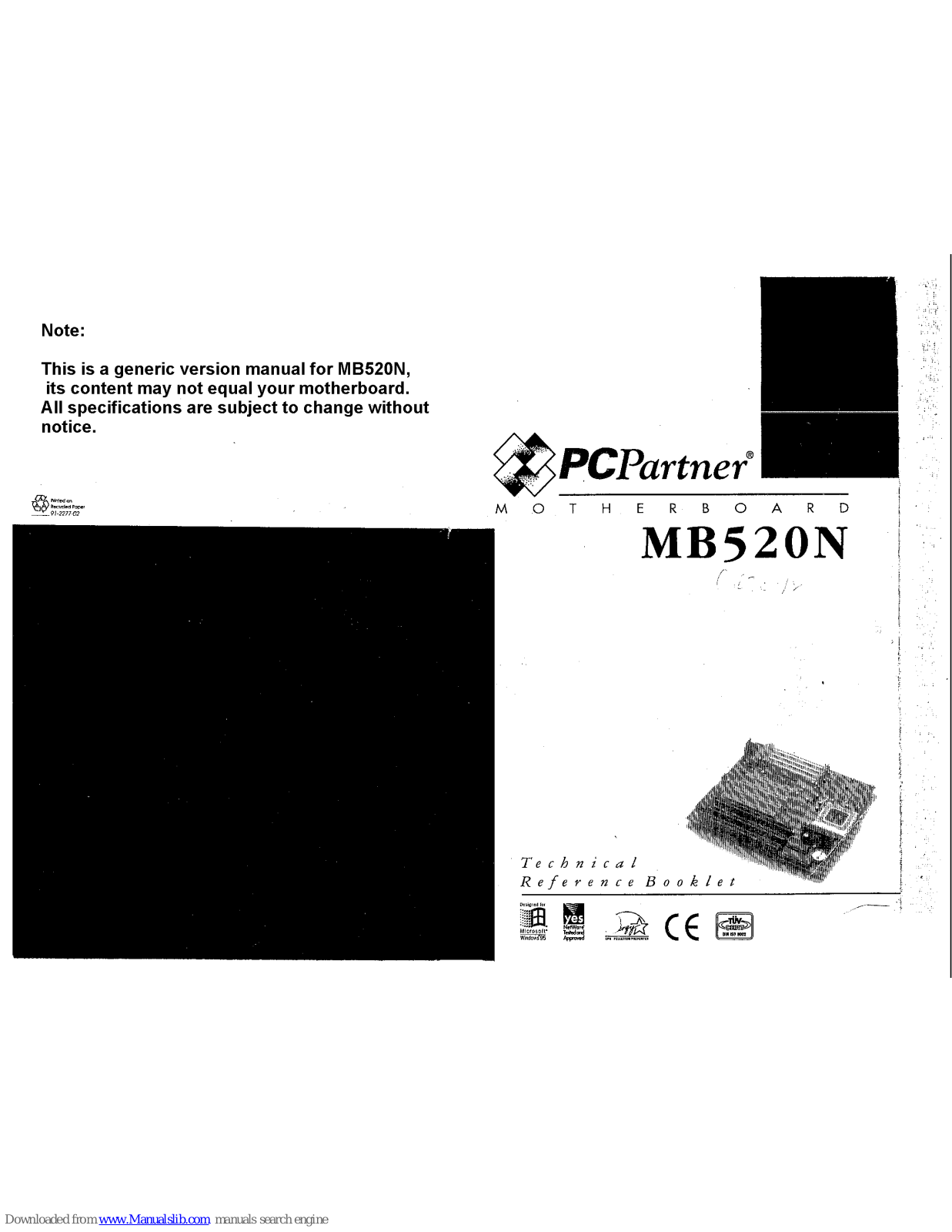 PC Partner MB520N Technical Reference Booklet