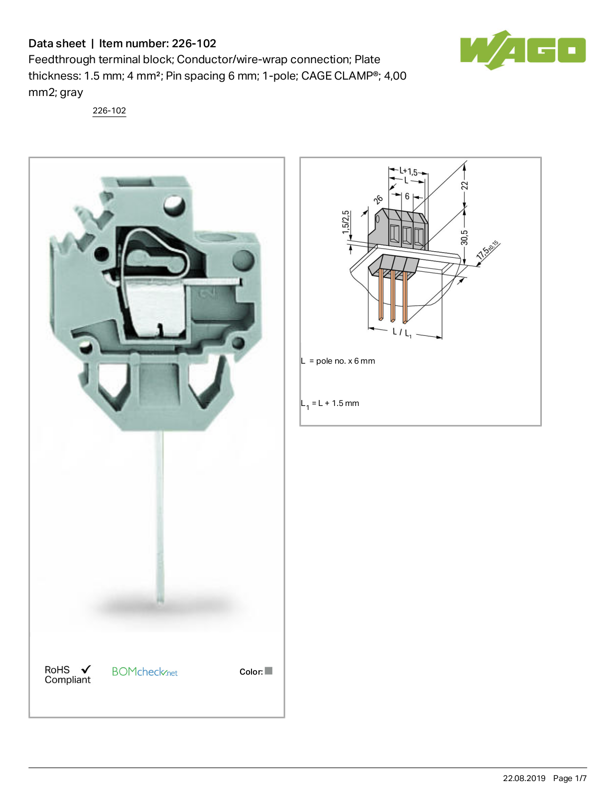 Wago 226-102 Data Sheet