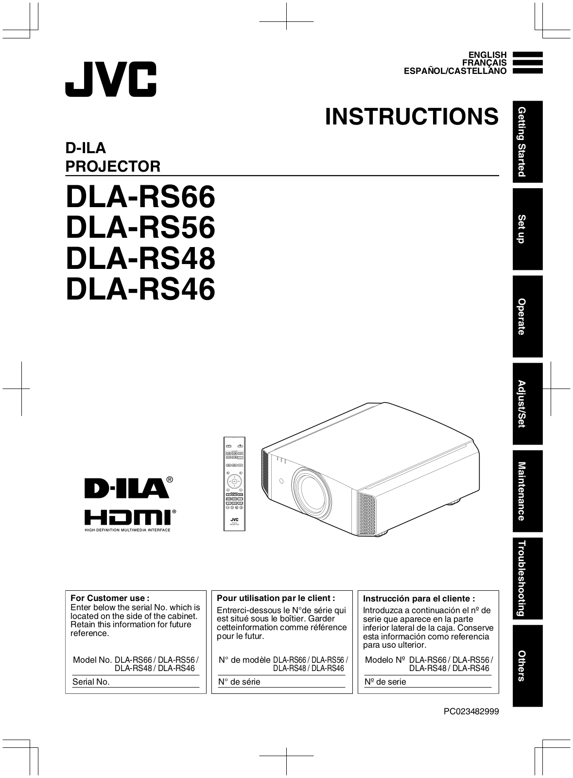 JVC DLA-RS46E, DLA-RS66E, DLA-RS56E, DLA-RS48E User Manual