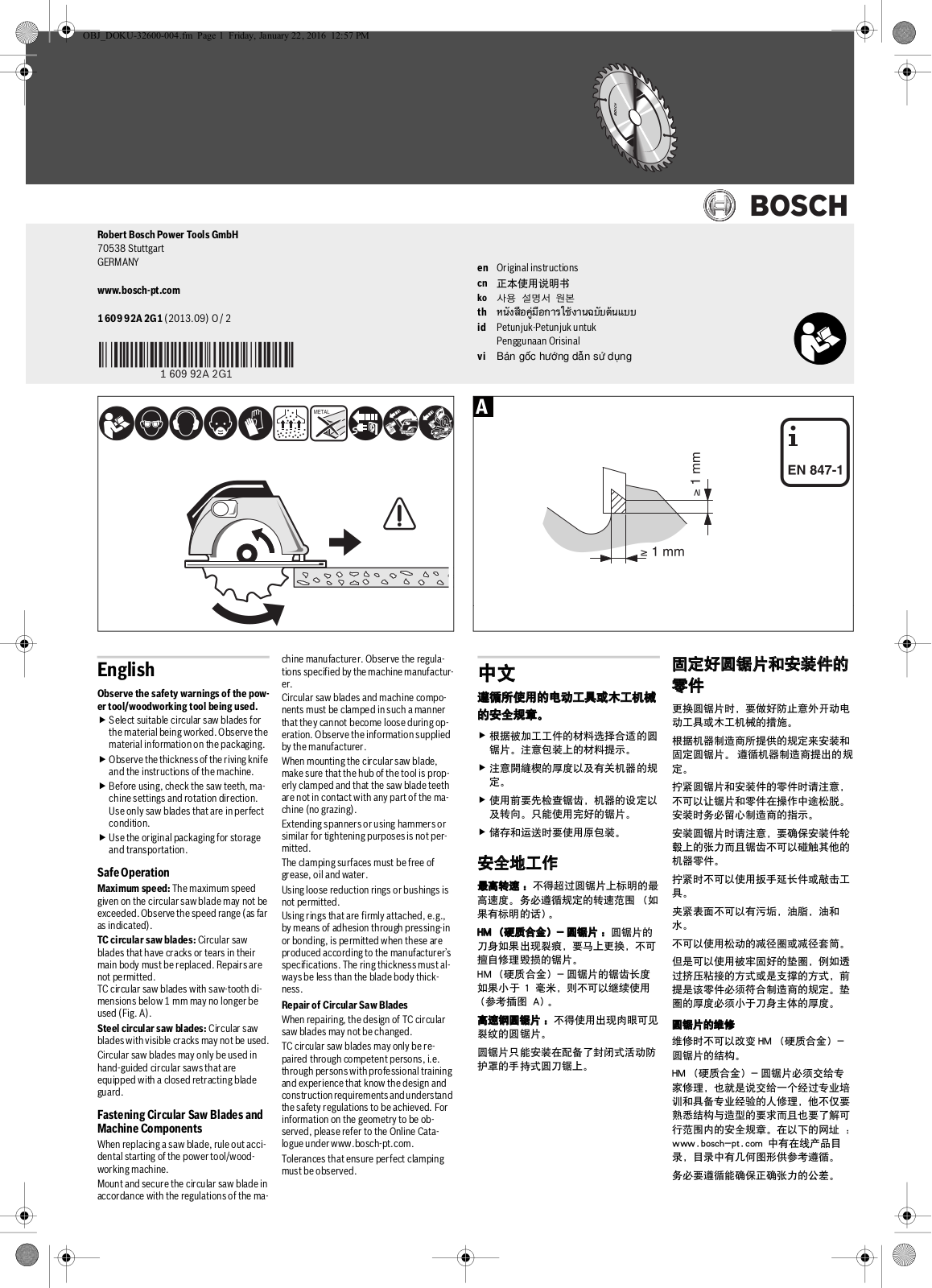 Bosch 1 609 92A 2G1 User Manual