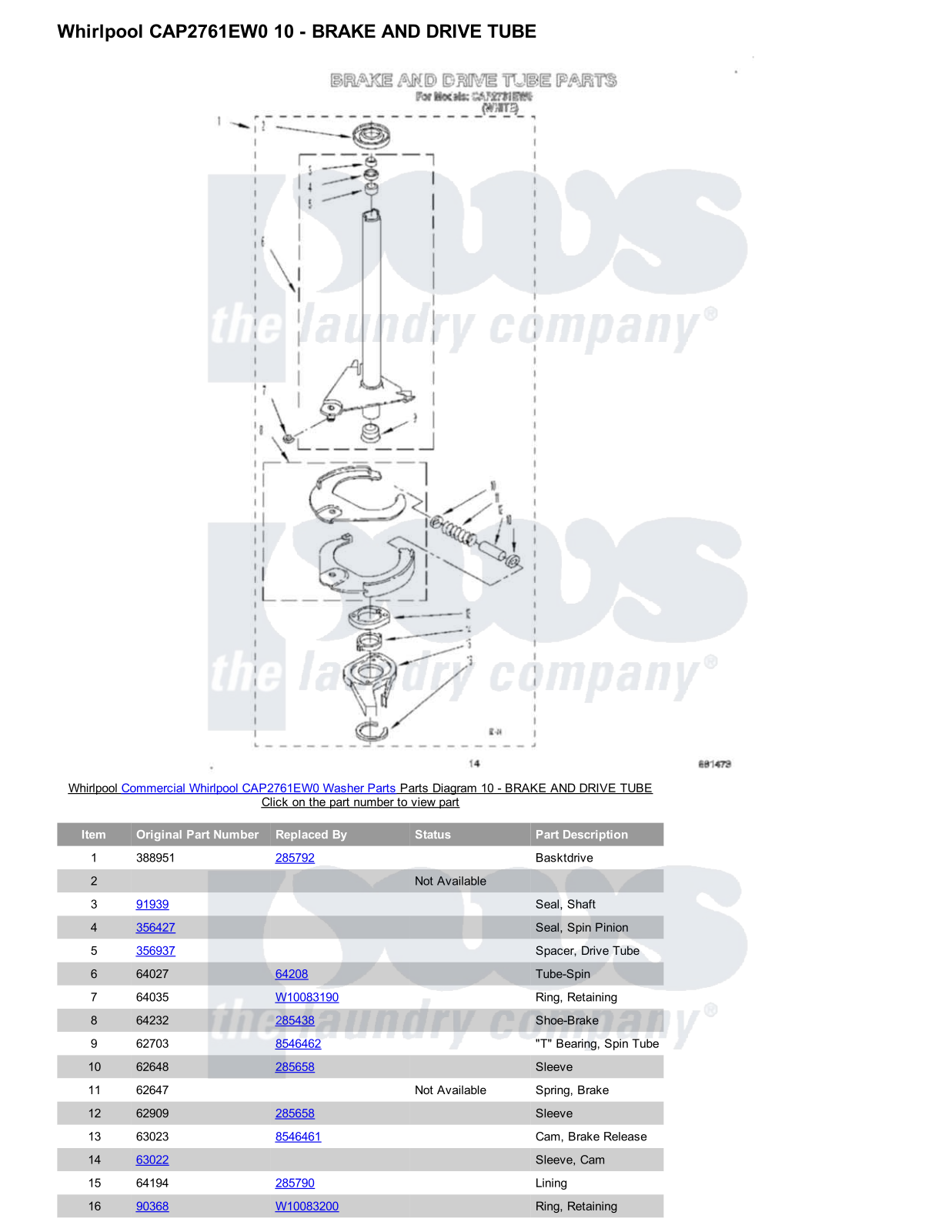 Whirlpool CAP2761EW0 Parts Diagram