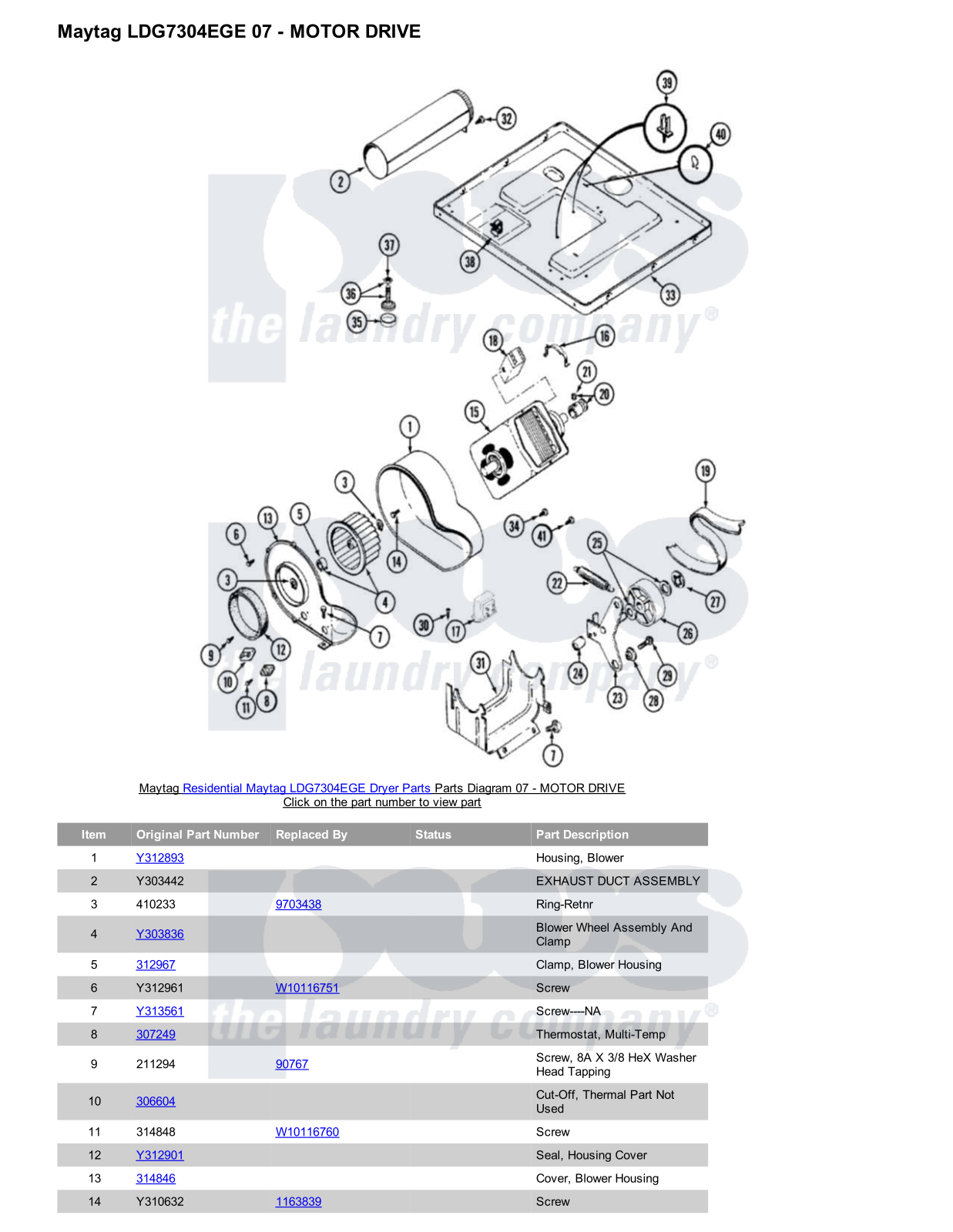 Maytag LDG7304EGE Parts Diagram