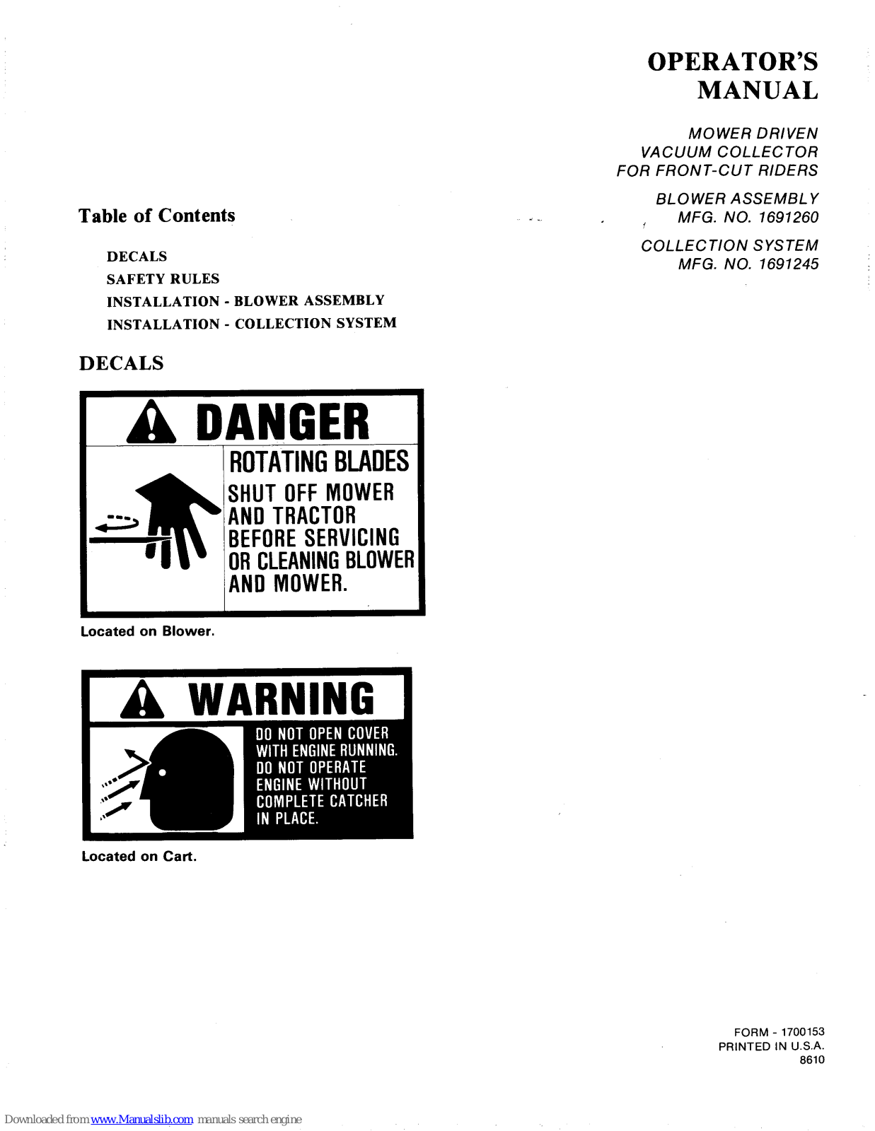 Snapper 1691245,1691260 Operator's Manual