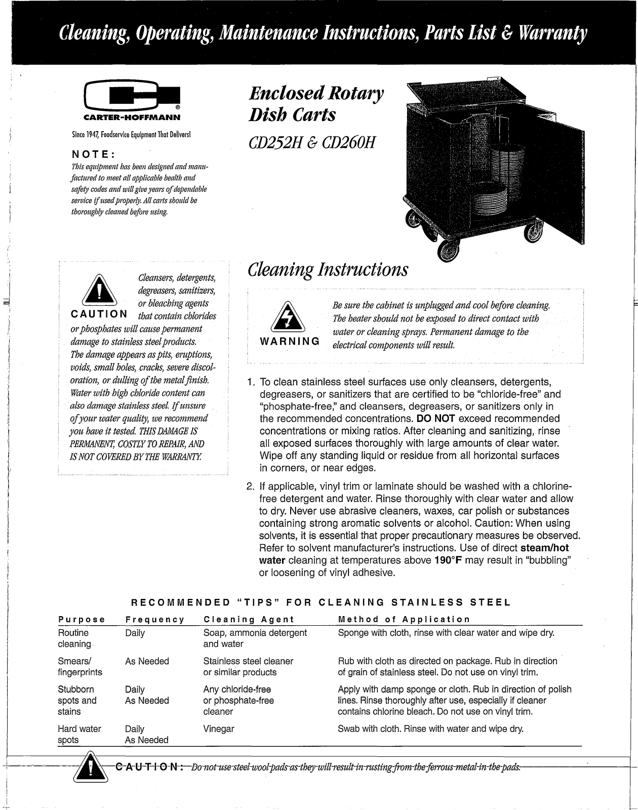Carter-Hoffmann CD252H, CD260H Installation & Operation Manual - ManualMachine.com