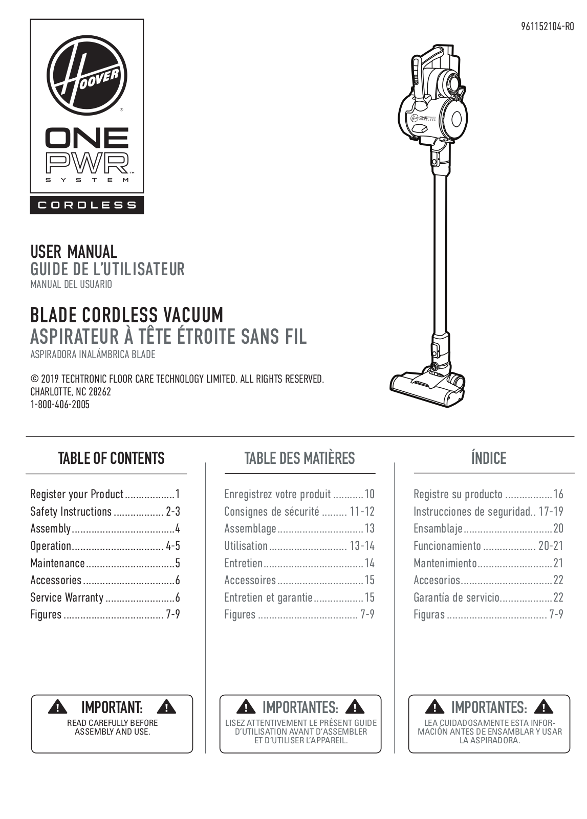 Hoover BH15020, BH25040, BH15030 User Manual