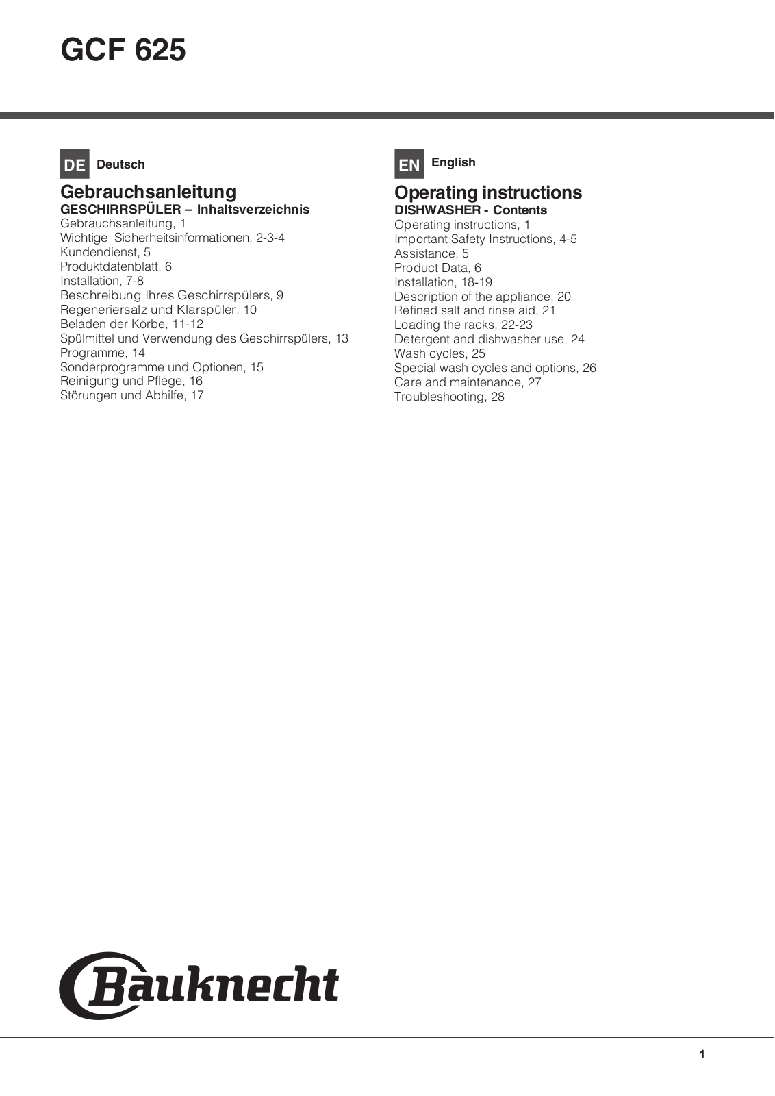 BAUKNECHT GCF 625 WH User Manual