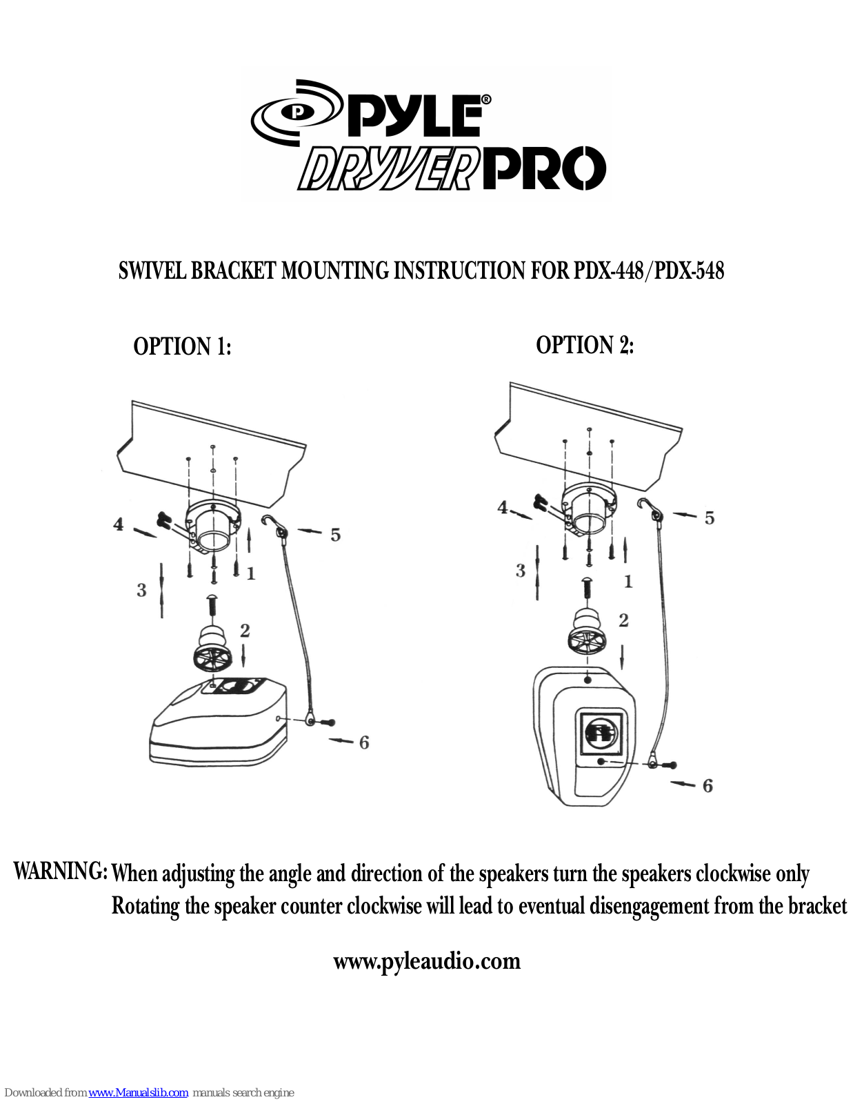 Pyle Pro PDX448, PDX548 Mounting Instruction