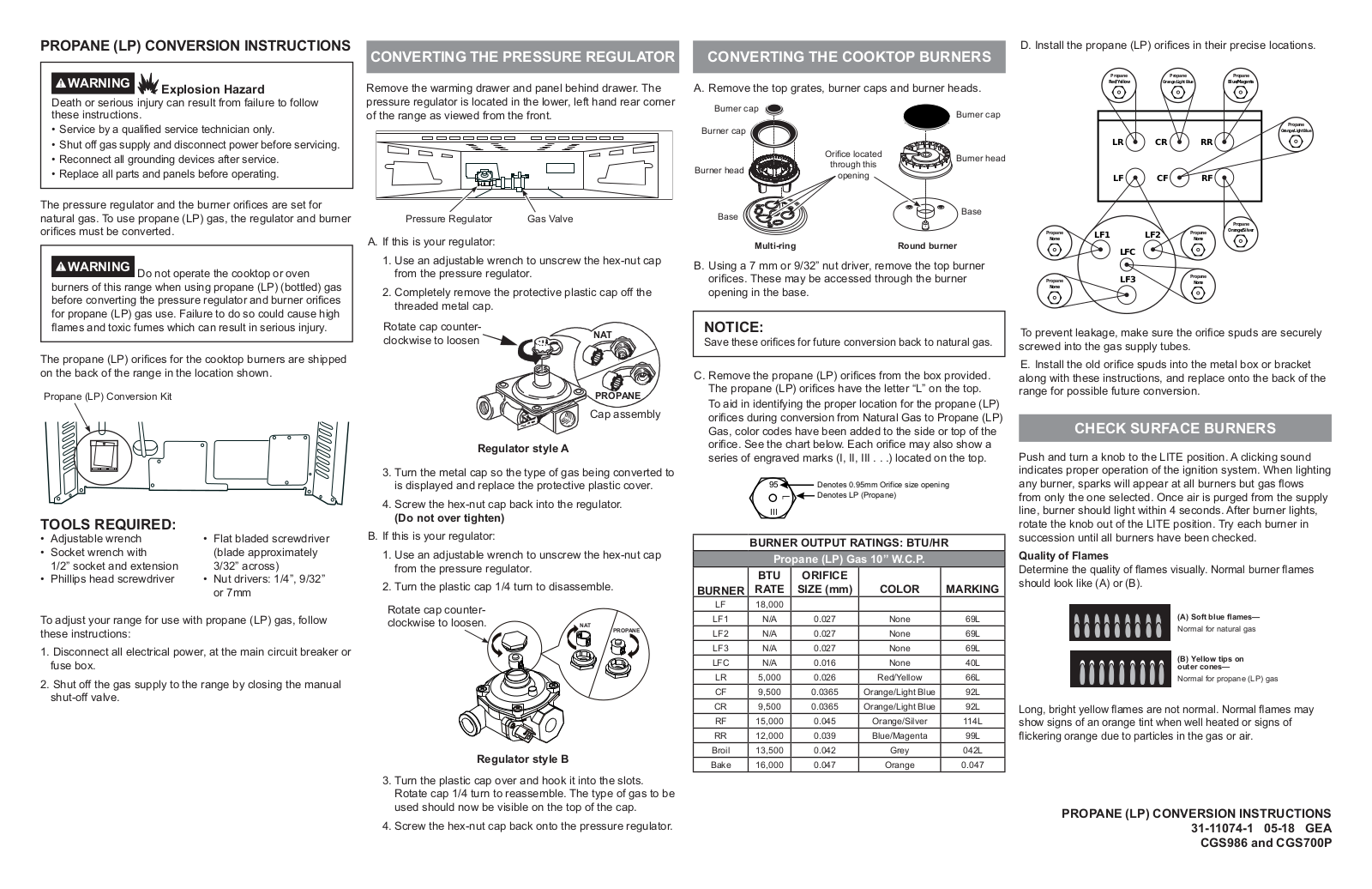 GE CGS986SELSS LP Conversion Kit