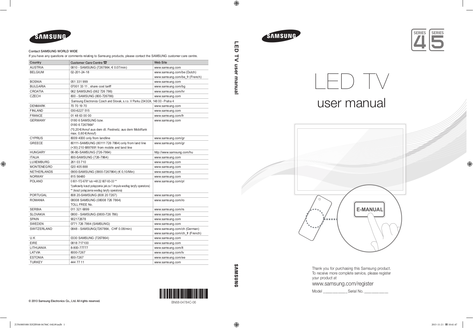 Samsung UE42F5070, UE32F5070, UE40F5070, UE39F5070, UE46F5070 User Manual