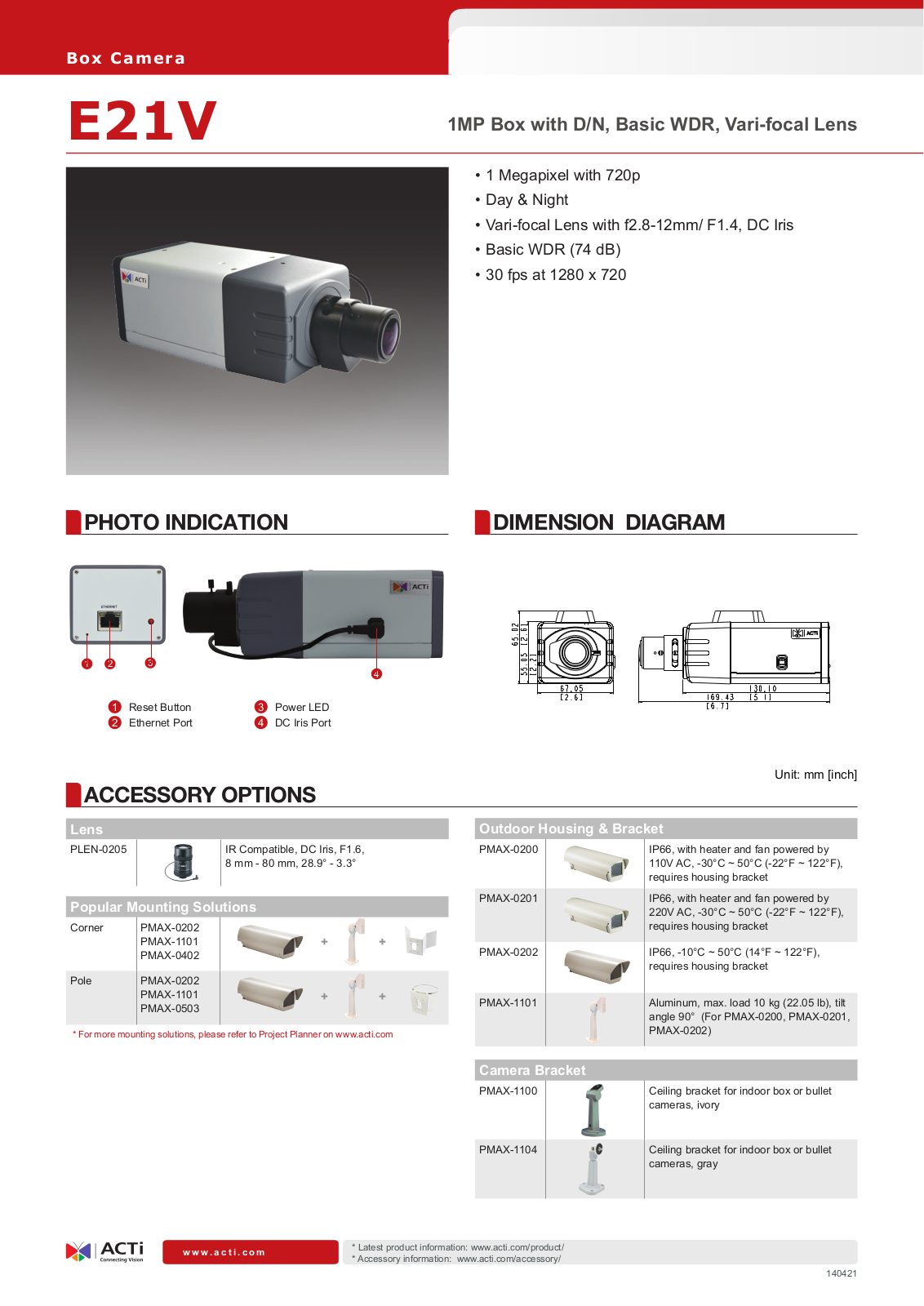 ACTi E21V Specsheet