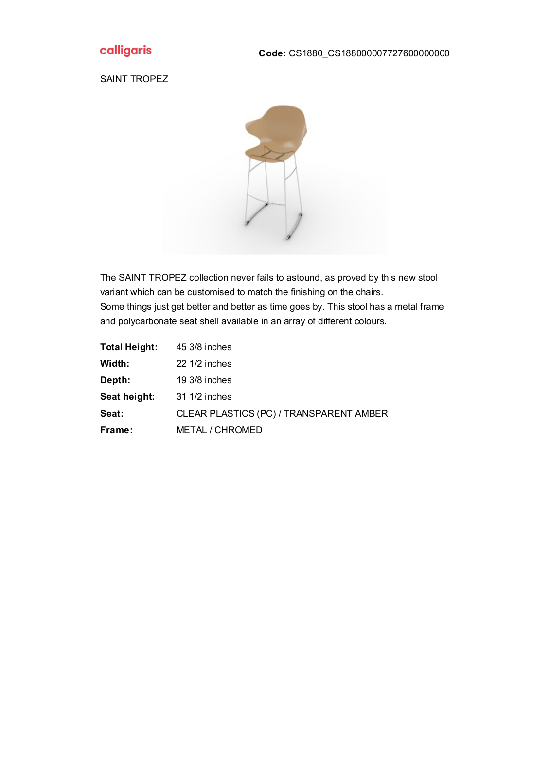 Calligaris GN10086 Specifications - ManualMachine.com