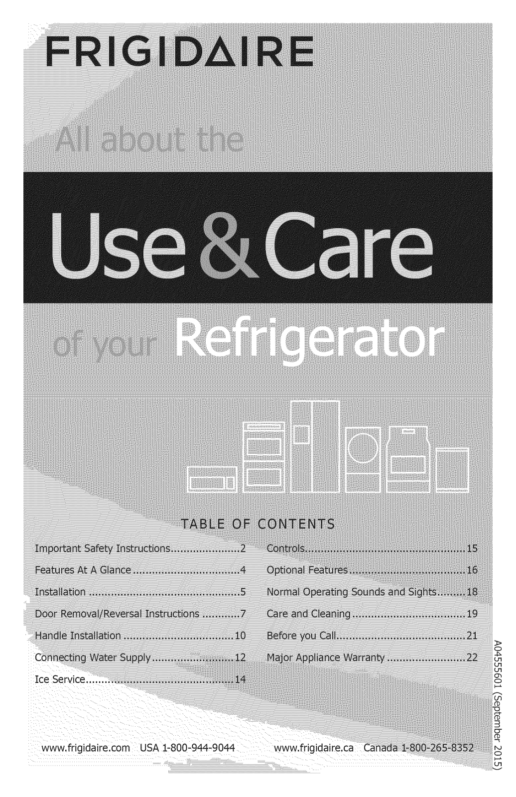 Frigidaire FFTR1814QW4A, FFTR1814QS4A, FFTR1814QB4A, FFTR1621RW1, FFTR1621RW0 Owner’s Manual