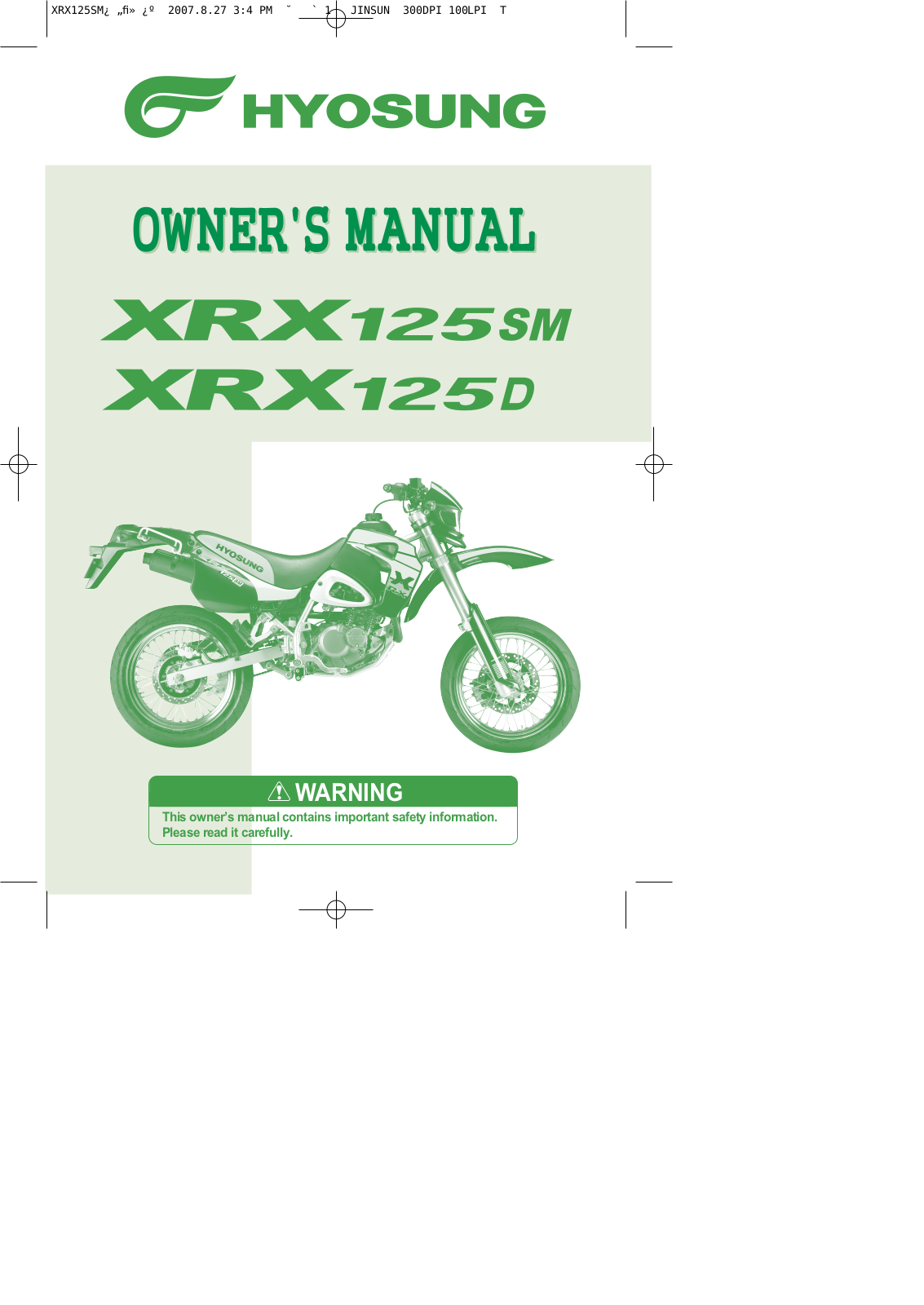 Hyosung XRX 125 SM D 2007 Owner's manual