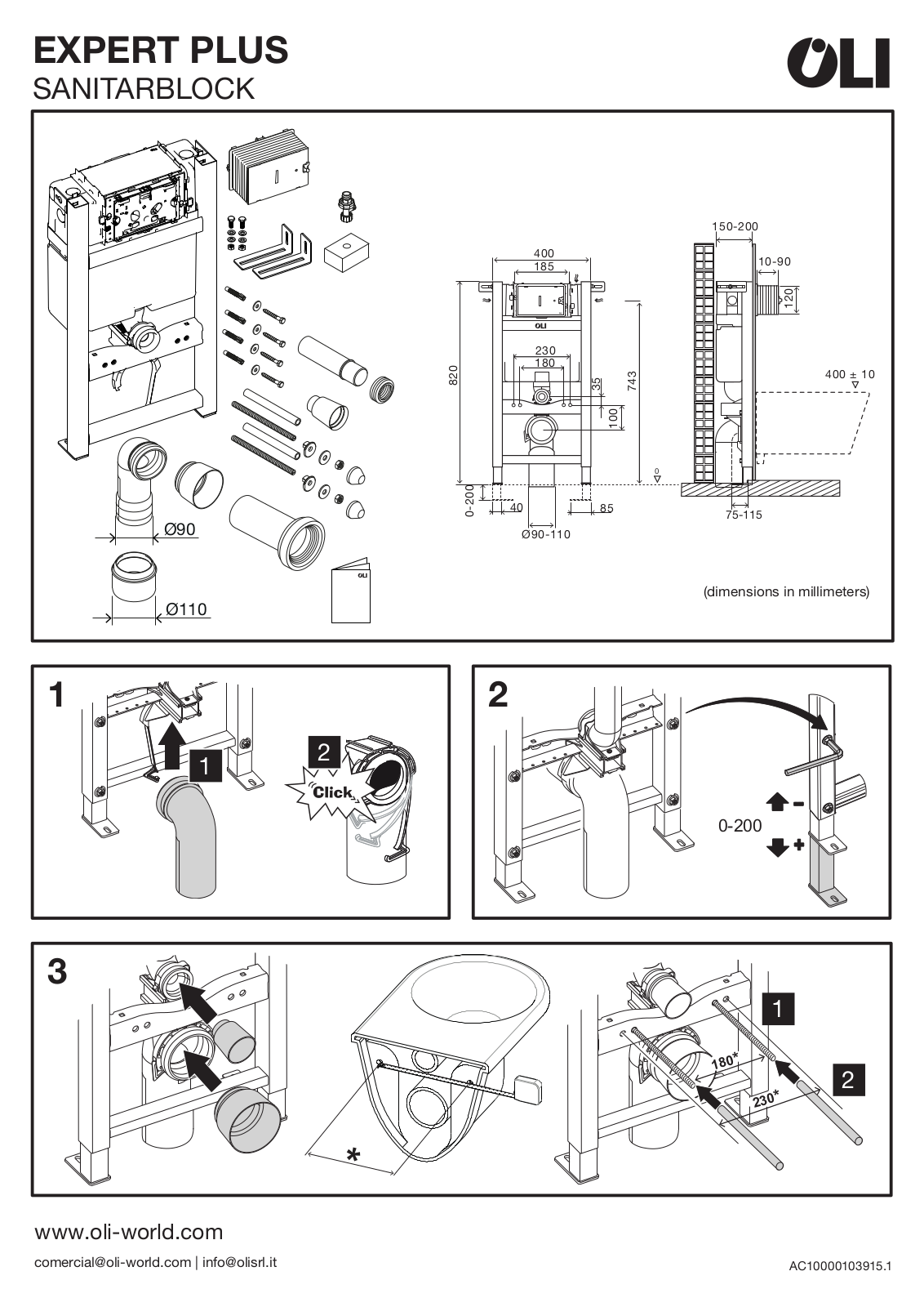 OLI EXPERT PLUS SANITARBLOCK Installation guide