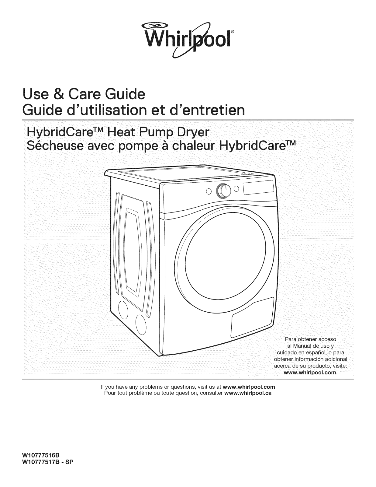 Whirlpool WED9290FW0, YWED7990FW0, WED9290FC0, WED7990FW0 Owner’s Manual