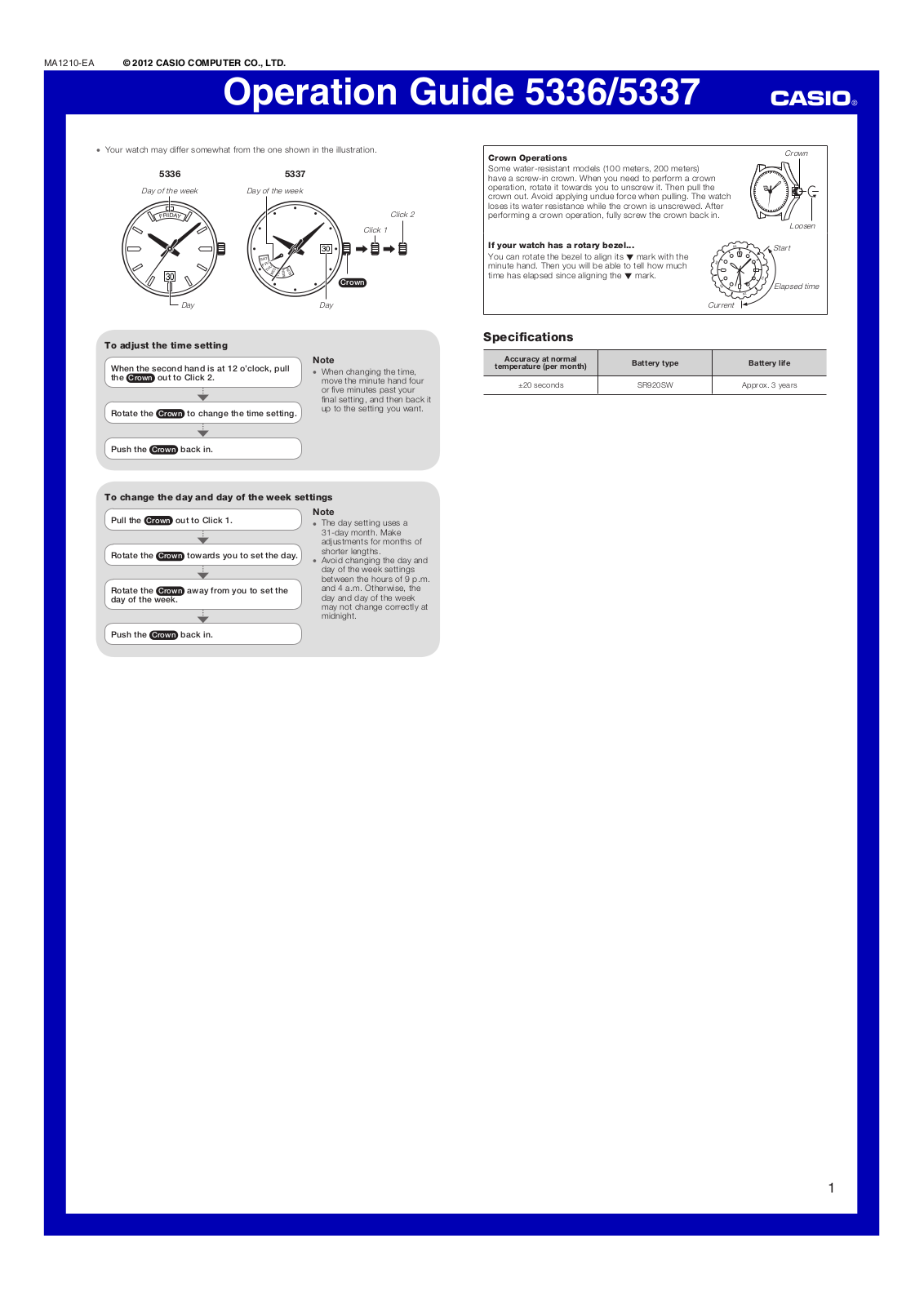 Casio 5337 User Manual