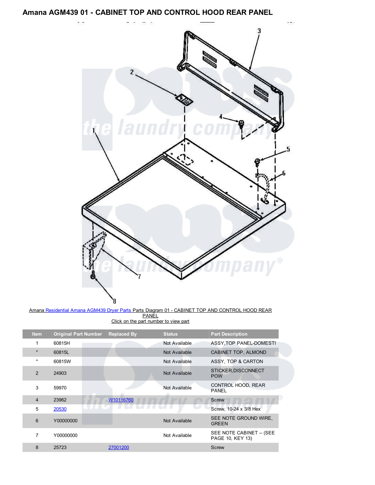 Amana AGM439 Parts Diagram